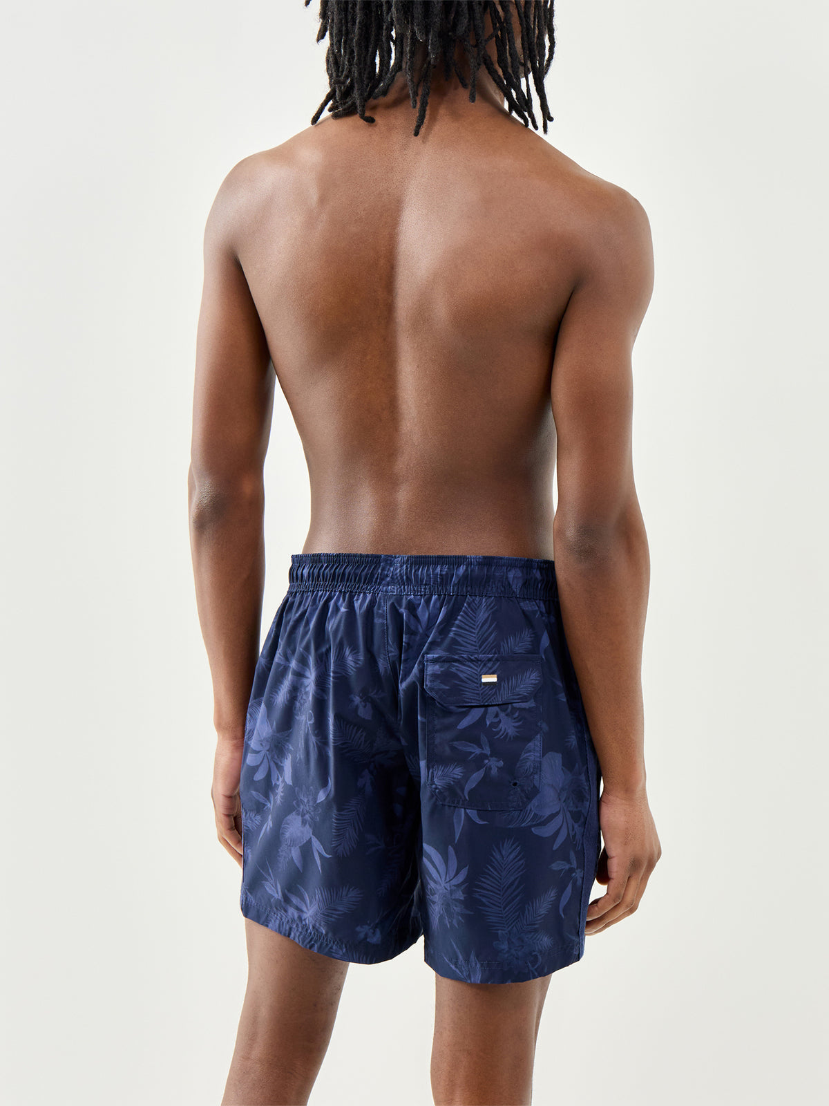 Tonal Print Swim Shorts Navy