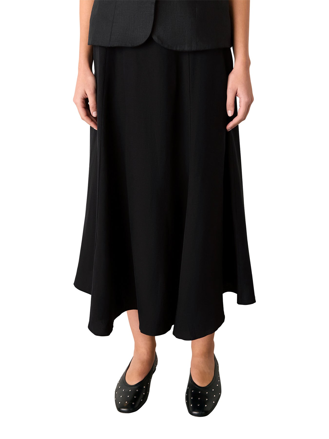Black Helena Linen Blend Skirt