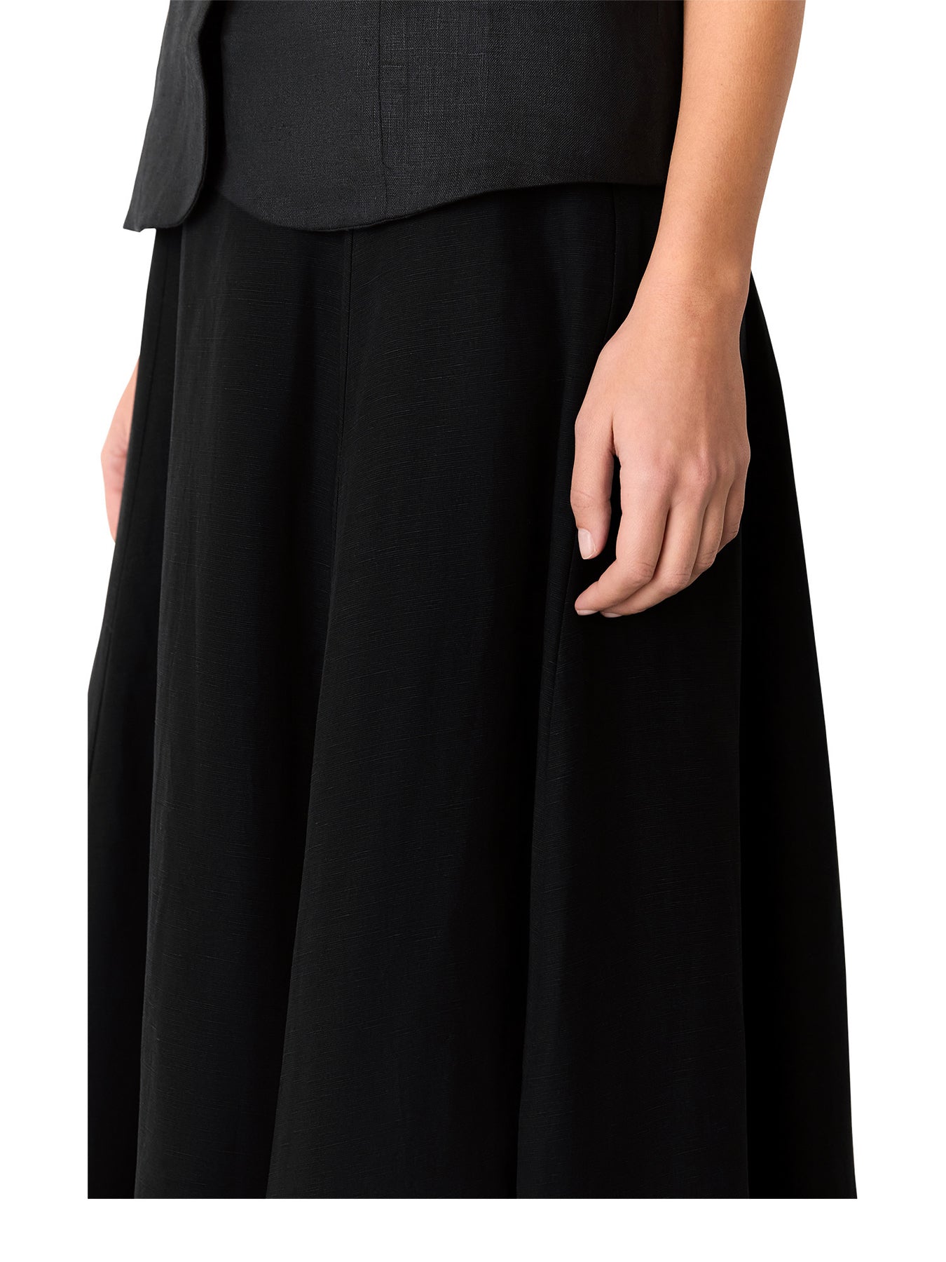 Black Helena Linen Blend Skirt