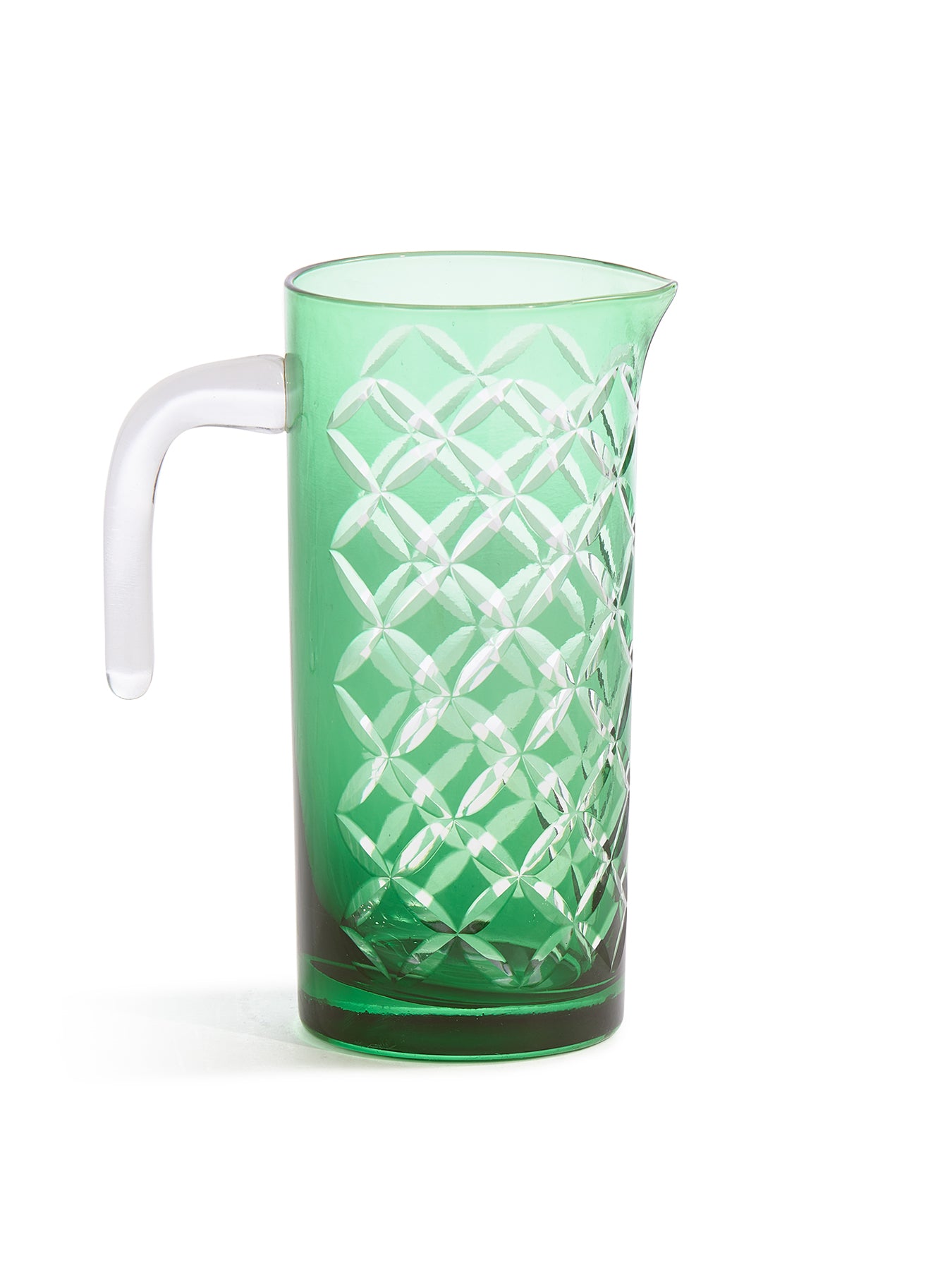 Cutting Pitcher Glass Jug green
