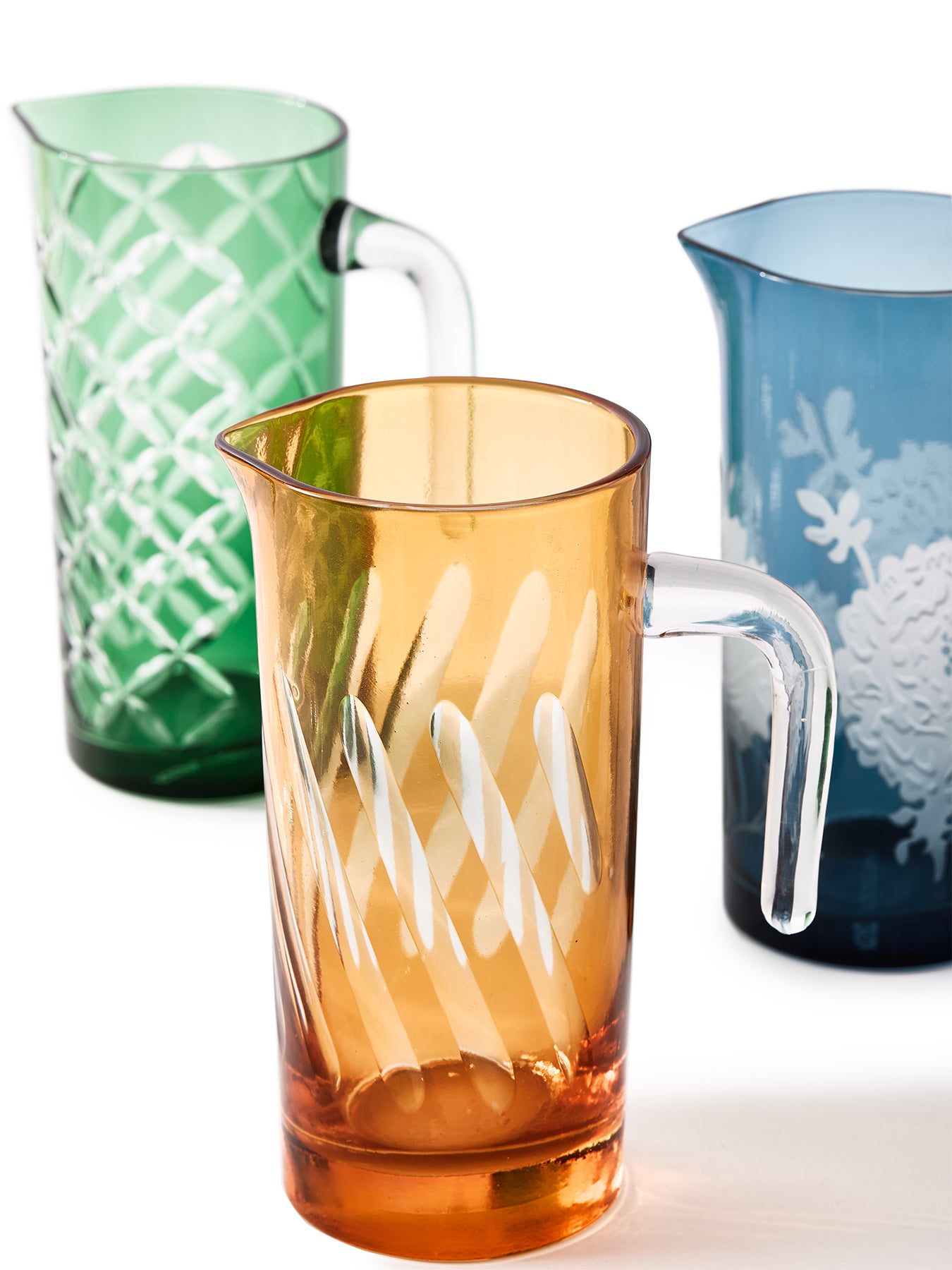 Cutting Pitcher Glass Jug green