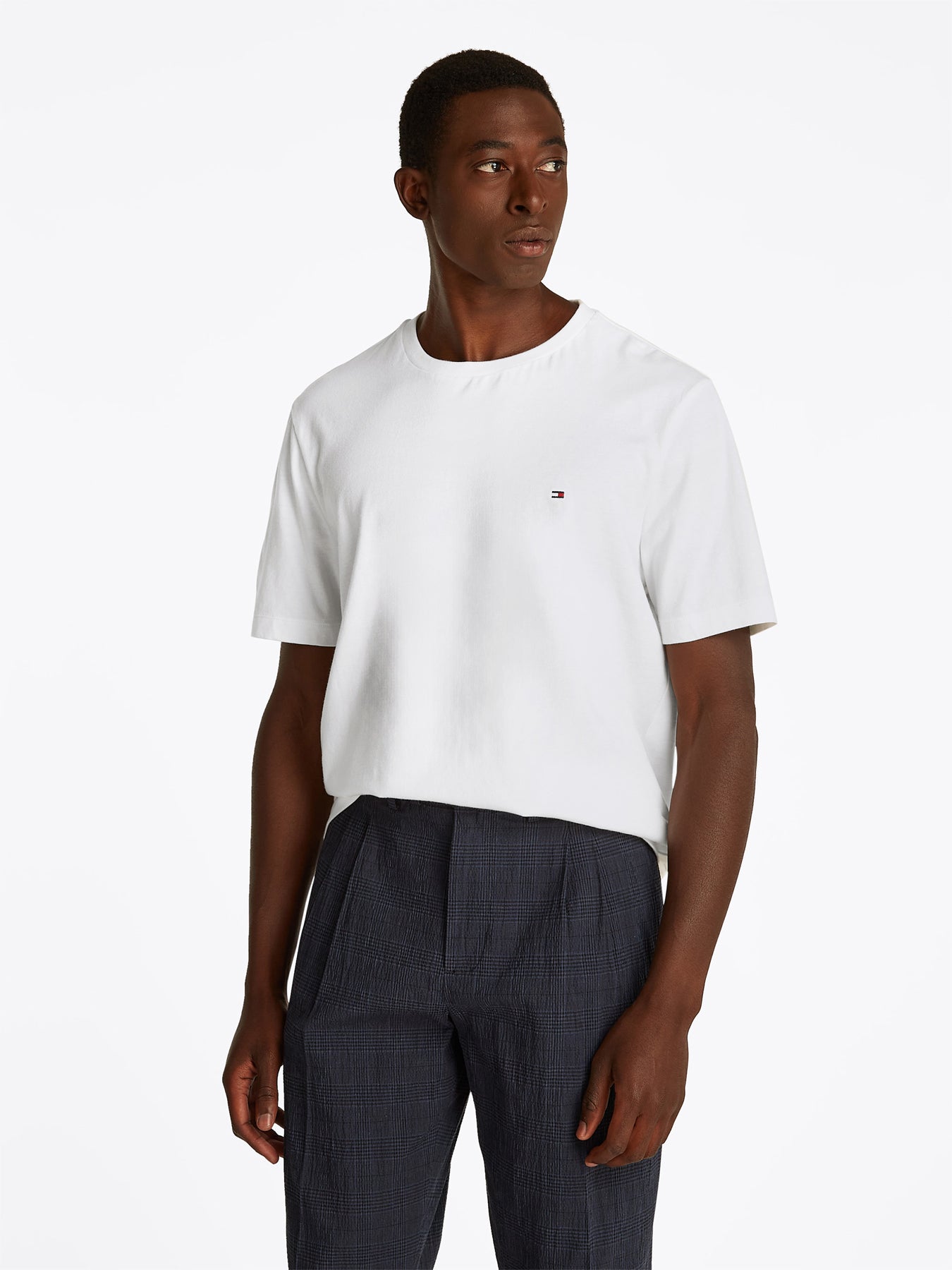 Flag Embroidery Crew Neck T-Shirt White