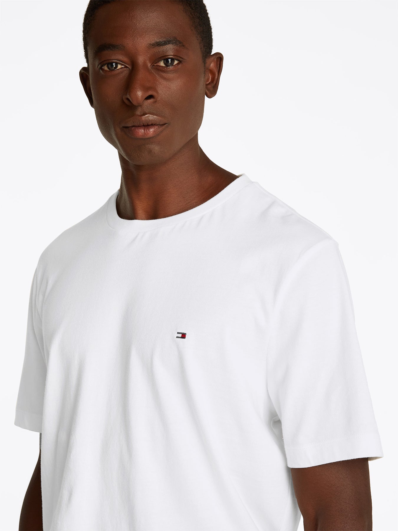 Flag Embroidery Crew Neck T-Shirt White