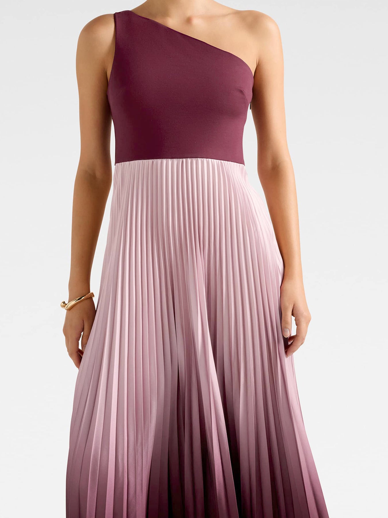 Olena One Shoulder Pleated Midi Dress