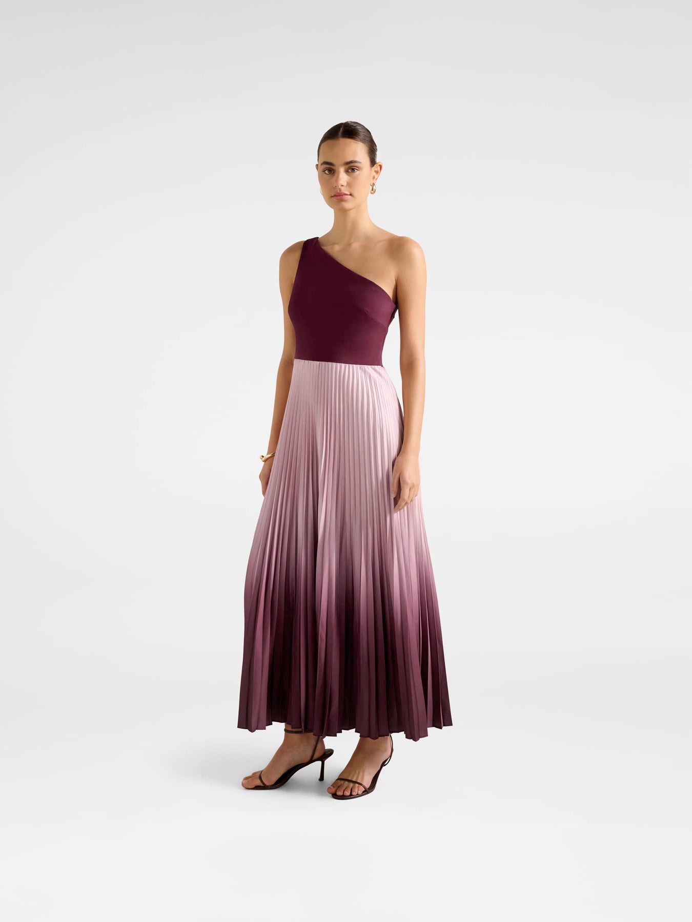 Olena One Shoulder Pleated Midi Dress