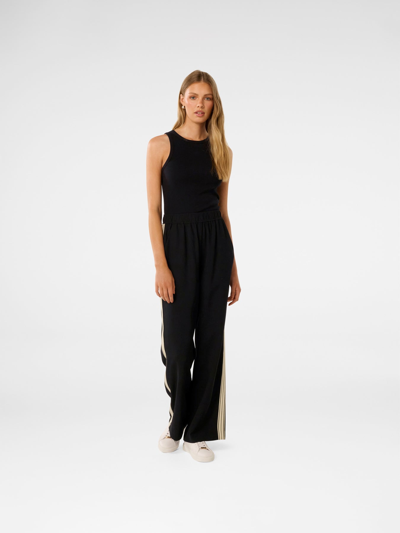 Aleyna Side Stripe Wide Leg Pants Black