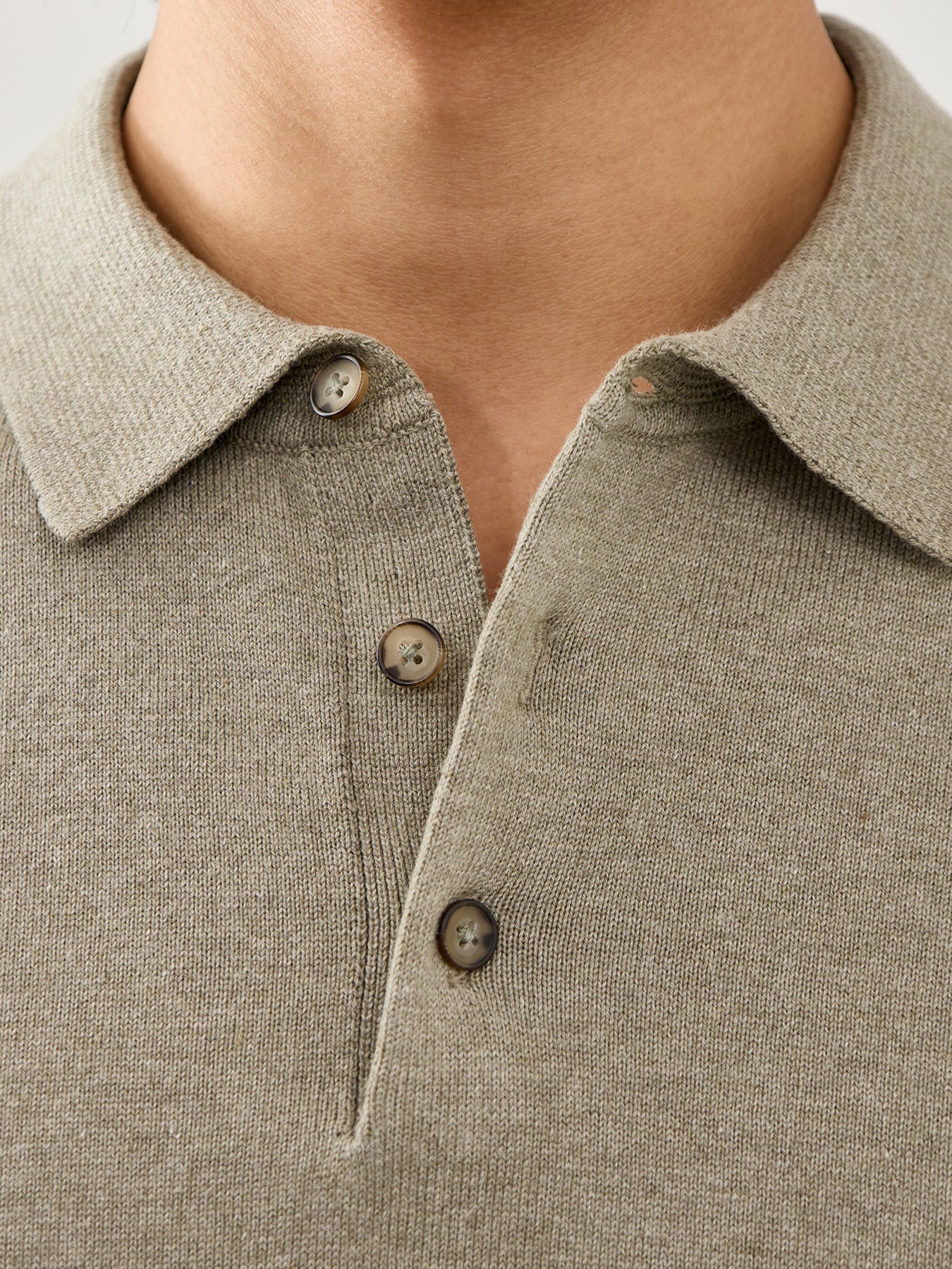 Short Sleeves Knitwear Polo Vetiver Melange