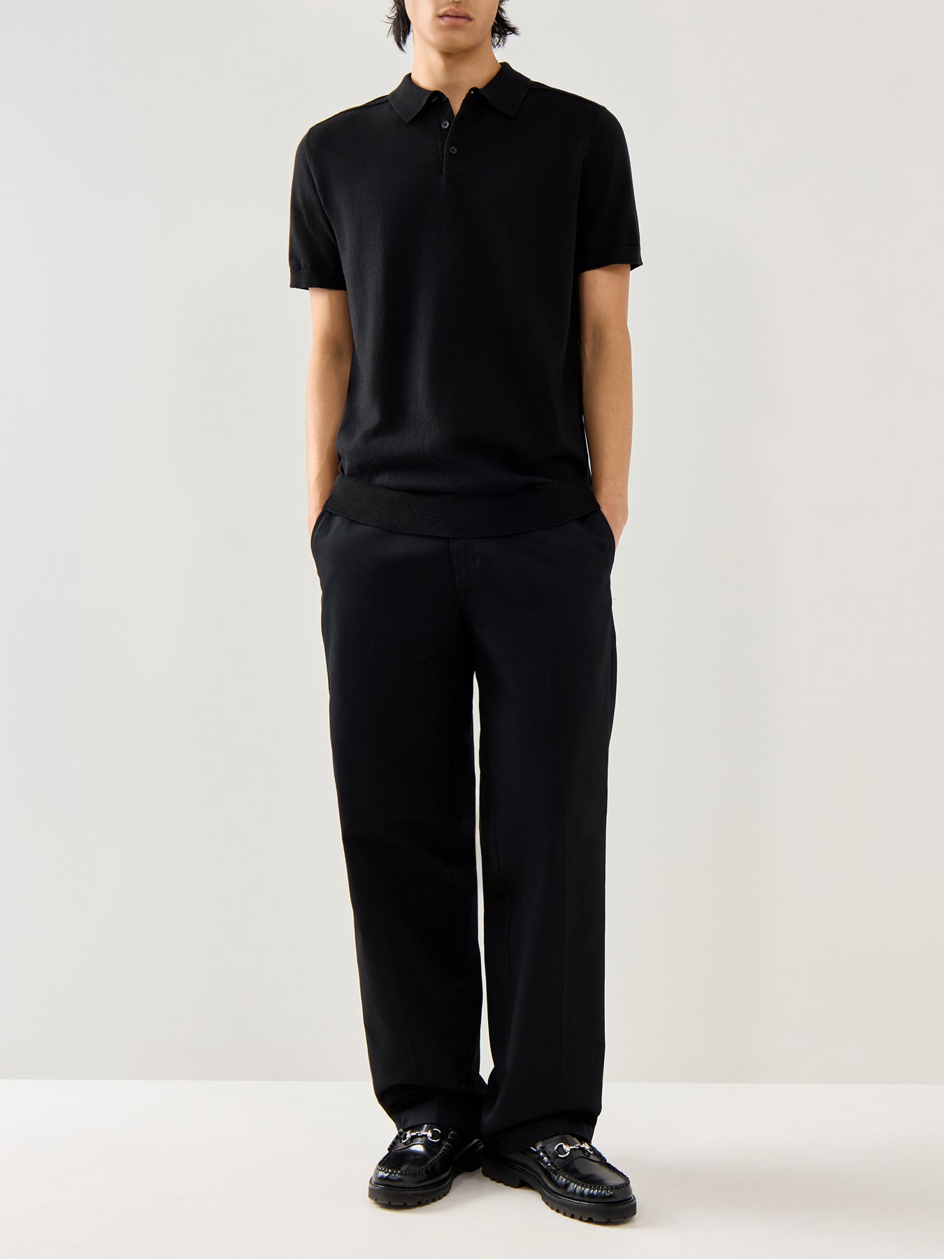 Short Sleeves Knitwear Polo Black