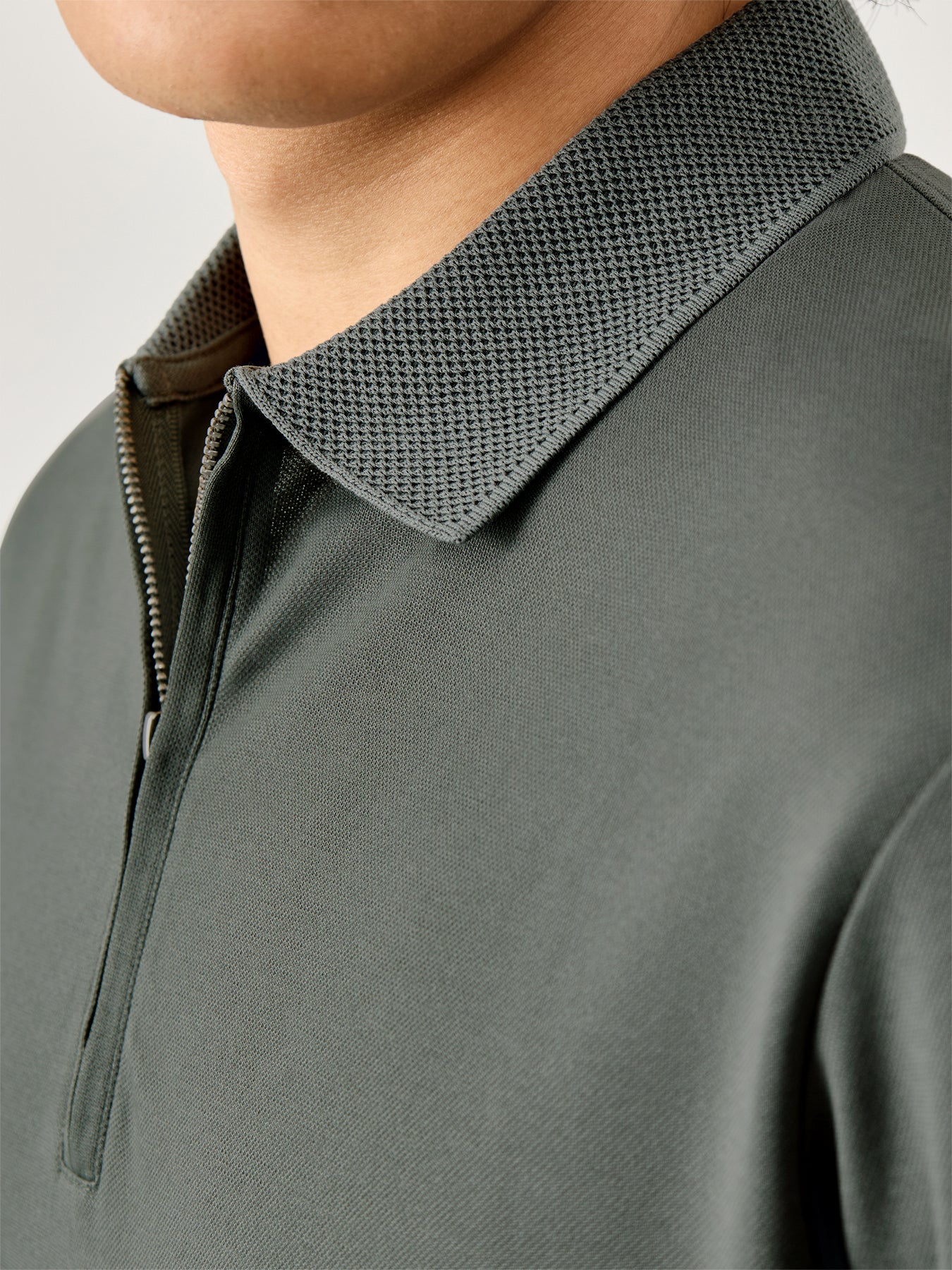 Fave Zip Short Sleeves Polo Agave Green