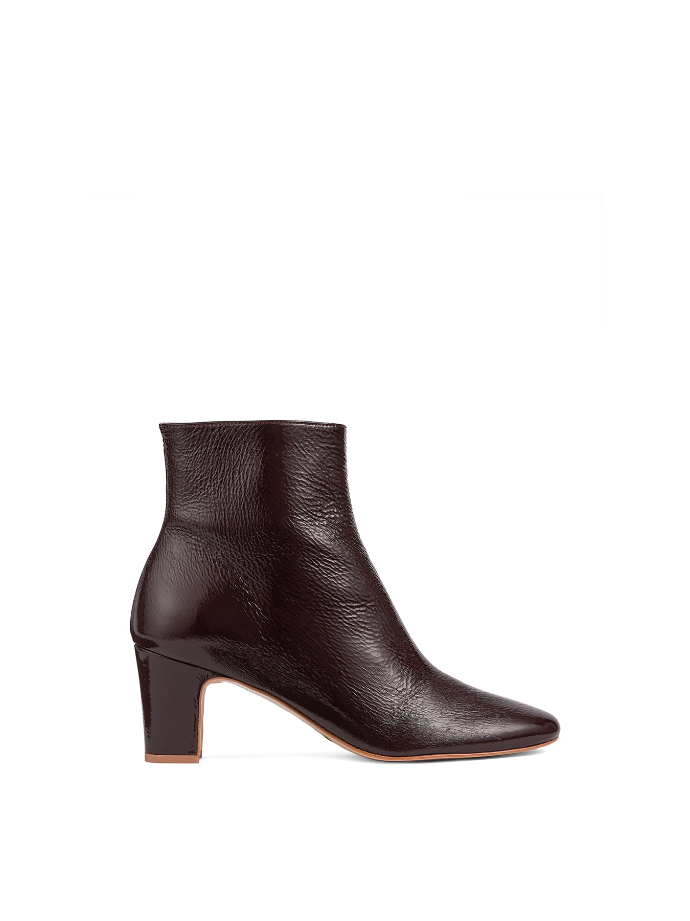 Conway Crinkled Patent Ankle Boots Burgundy Red