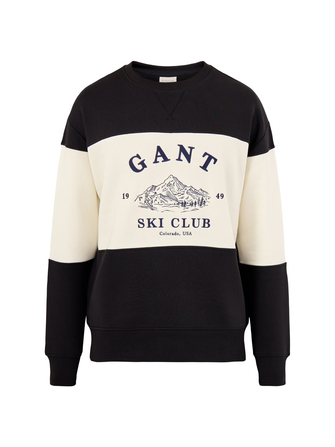 Blocked Embroidered Ski Sweatshirt Black