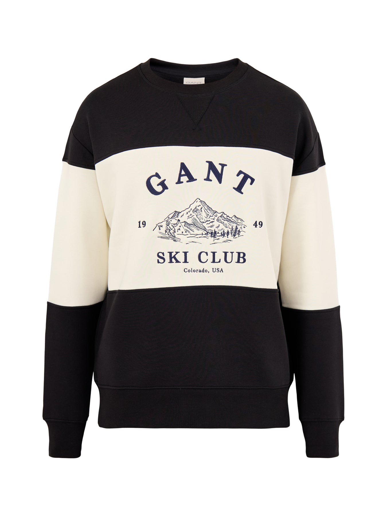 Blocked Embroidered Ski Sweatshirt Black