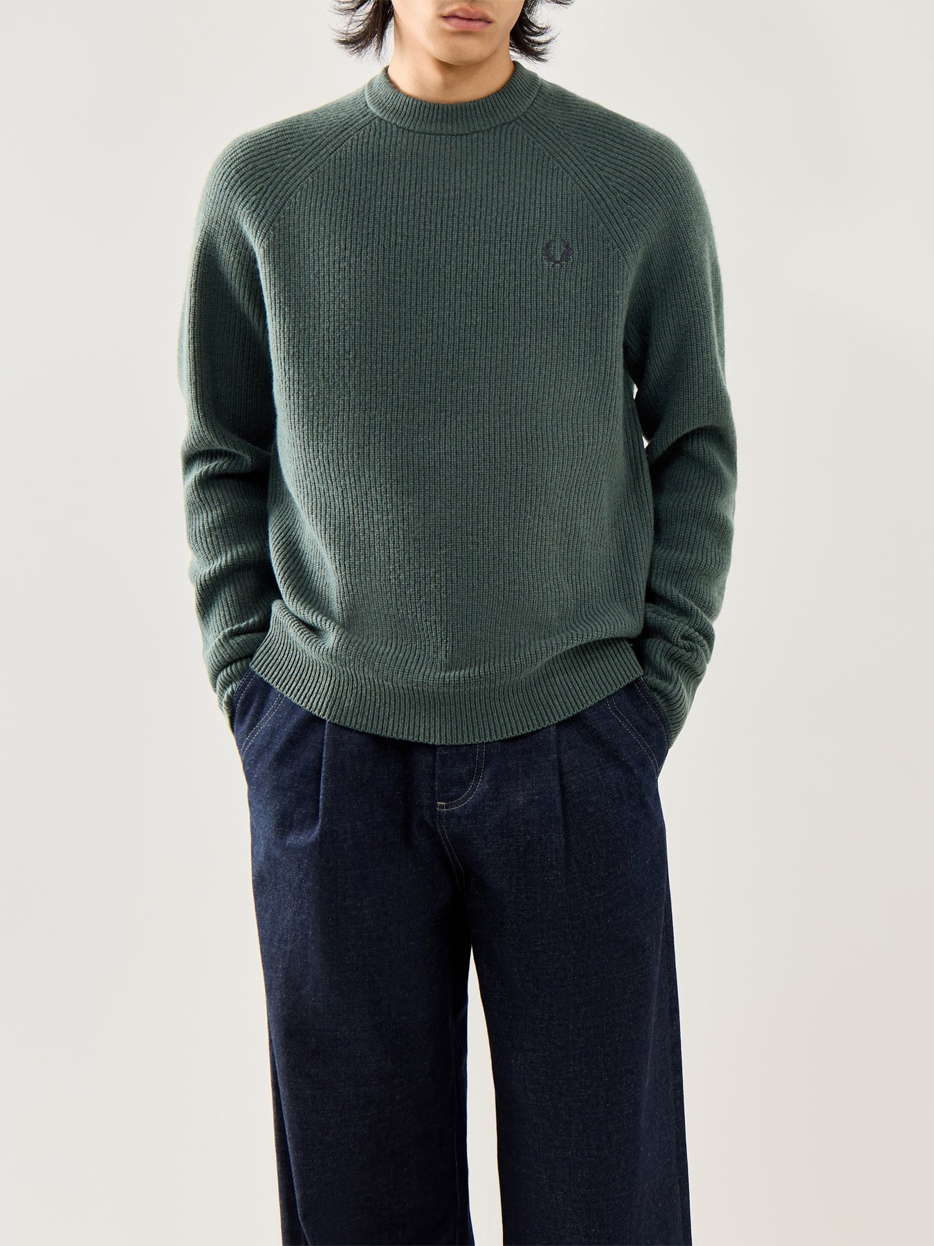 Lambswool Raglan Jumper Green