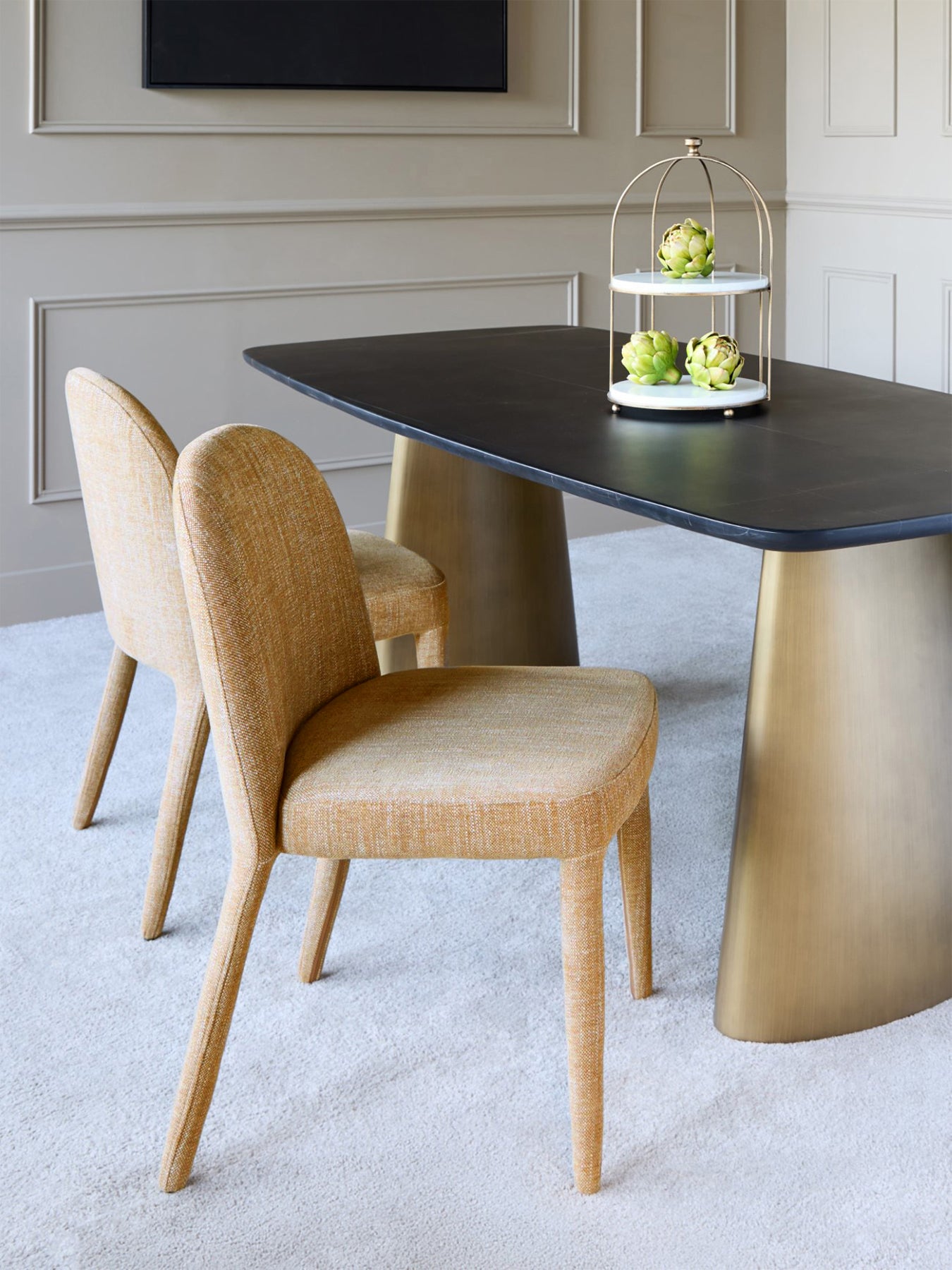 Pair of Eska Upholstered Dining Chairs in Wheat