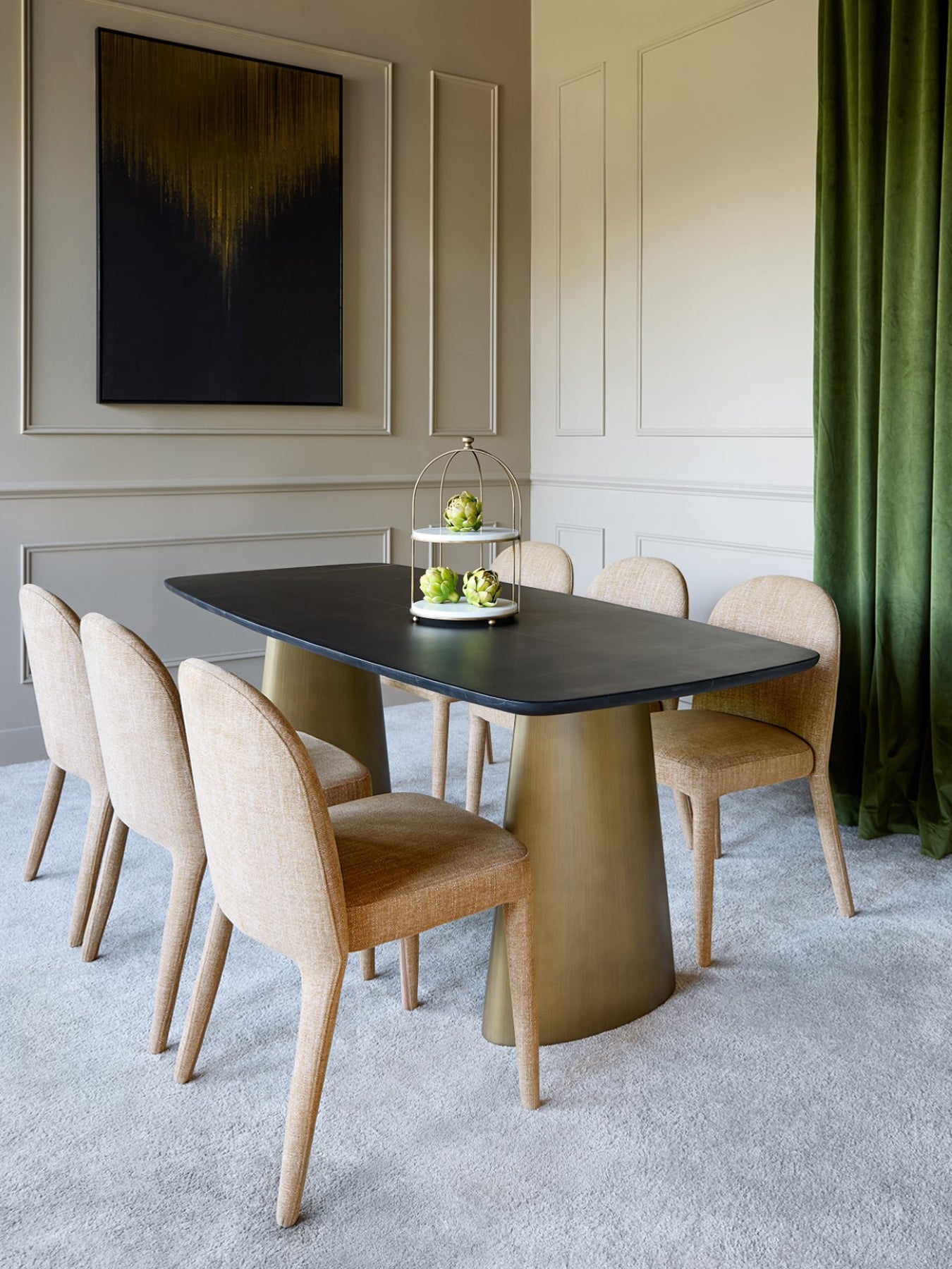 Pair of Eska Upholstered Dining Chairs in Wheat