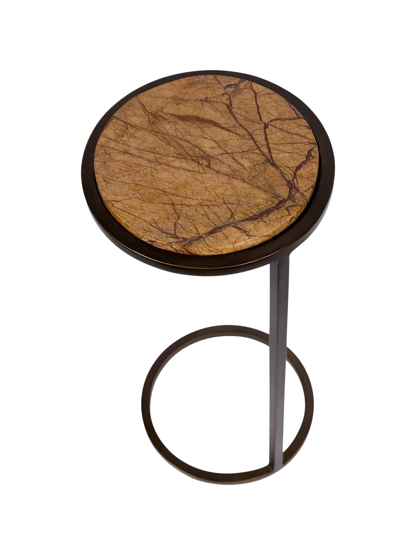 Iota Accent Table Forest Brown Marble Smoked Gold Frame
