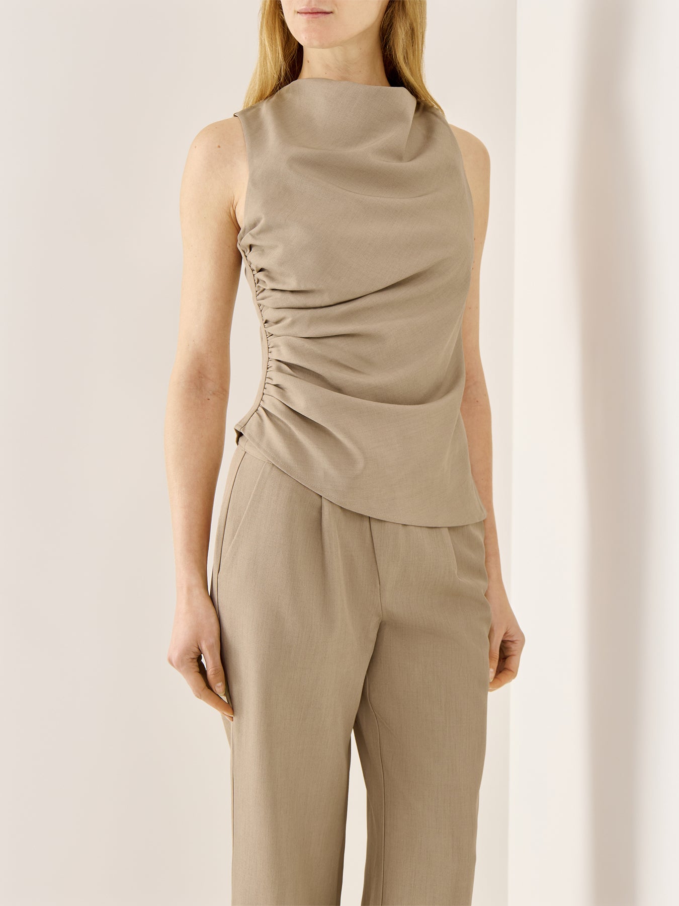 Maeve Ruched Top Beige