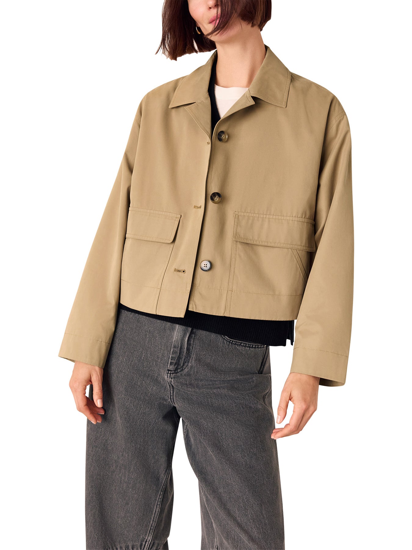 Short Cotton Trench Jacket