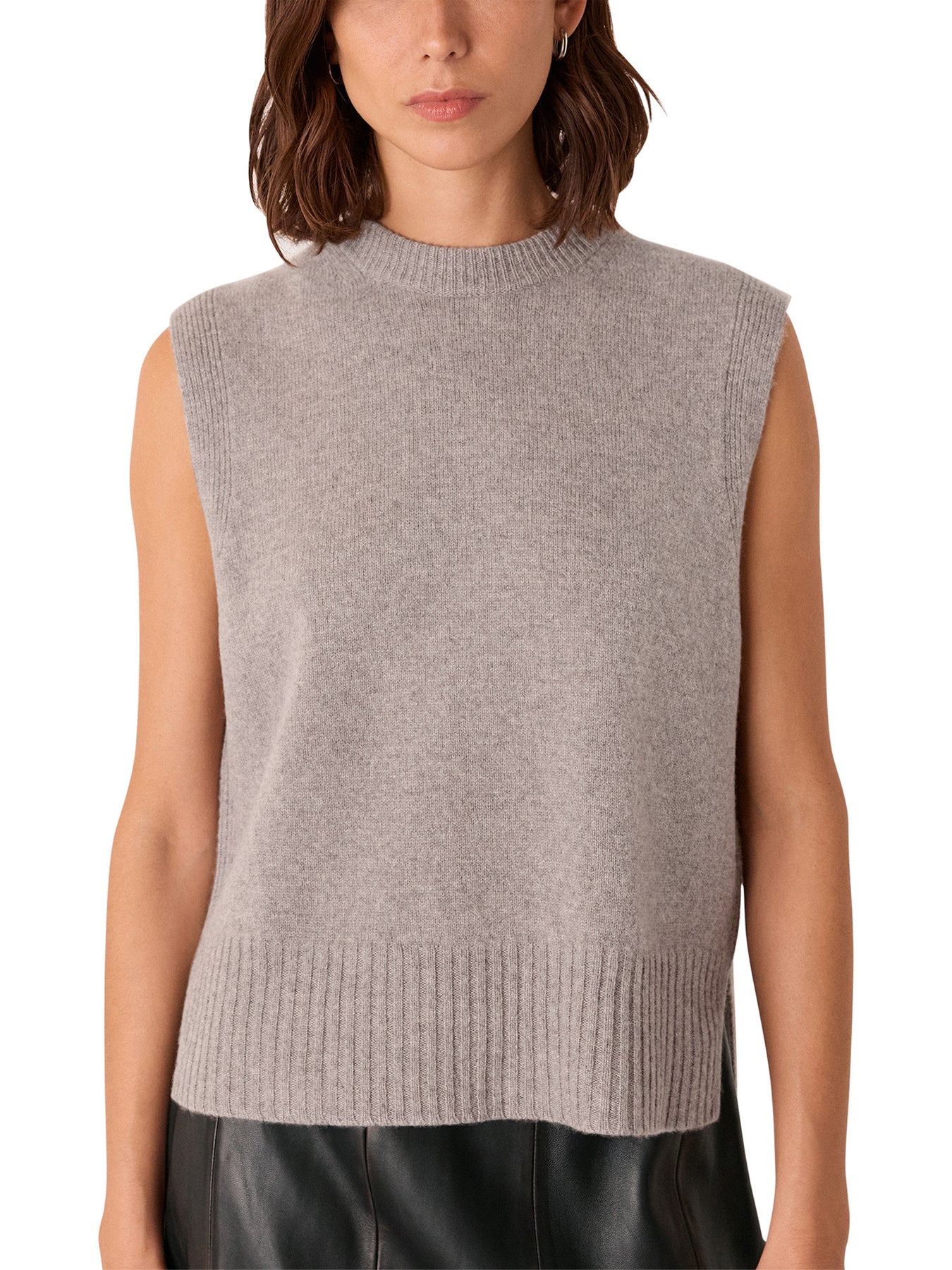 Wool Sleeveless Tank Beige