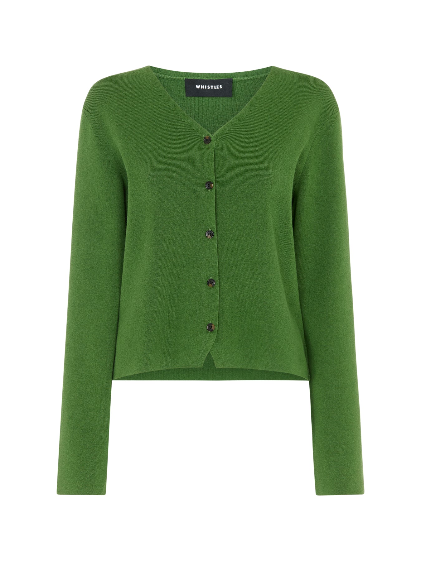 V Neck Button Front Cardigan Green