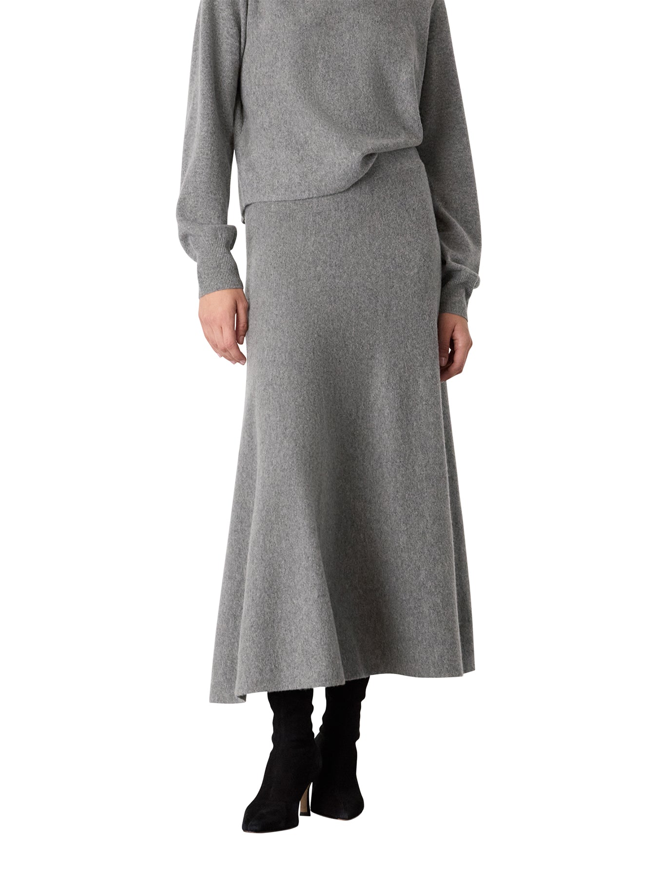 Knitted Midi Skirt Grey