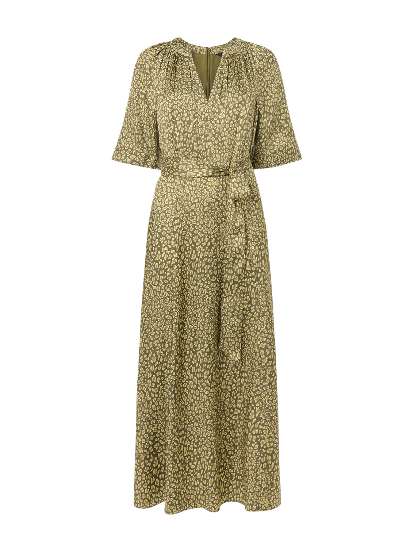 Leopard Viscose Midi Dress Green