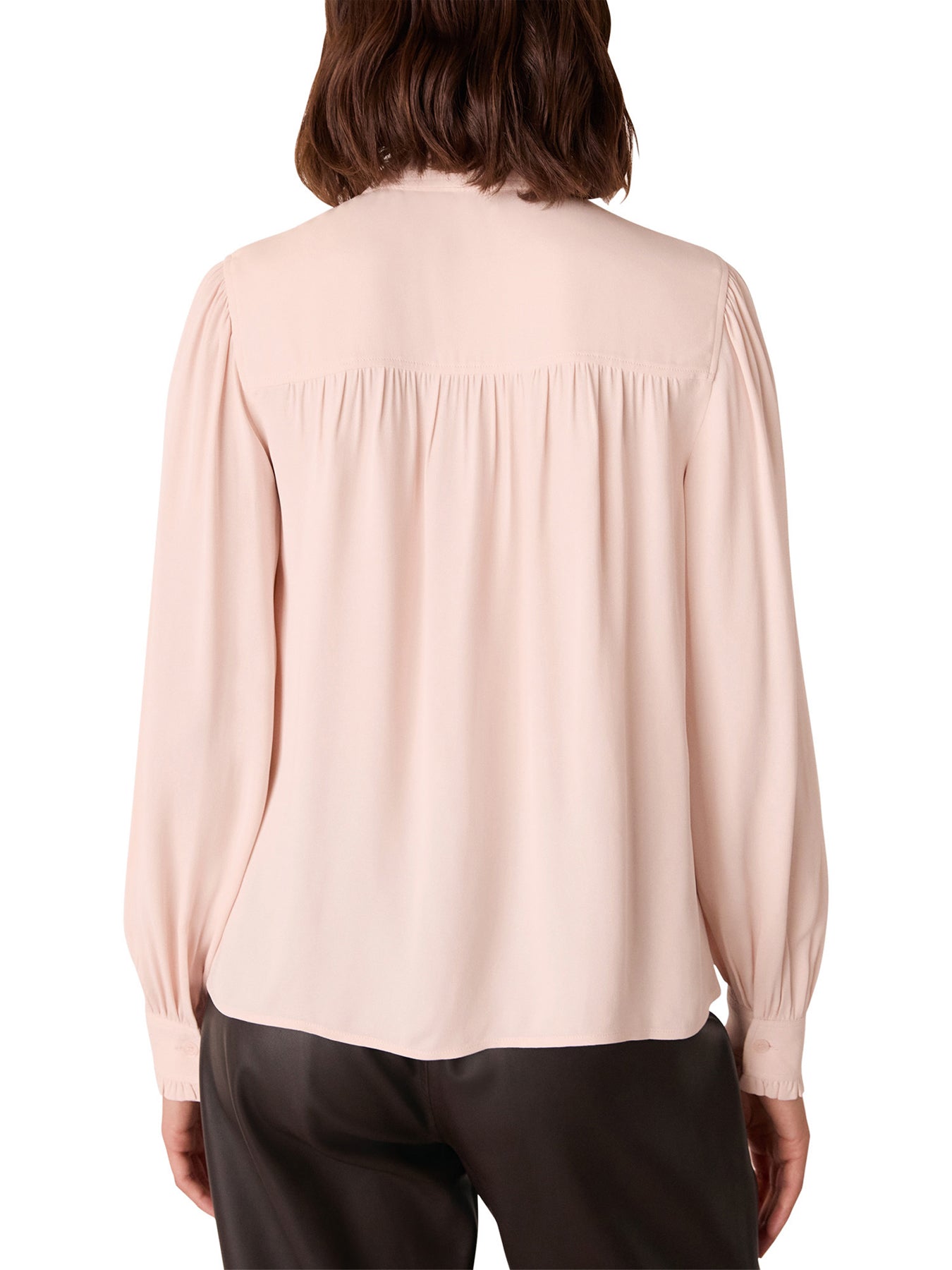 Tie Detail Crepe Blouse Pink