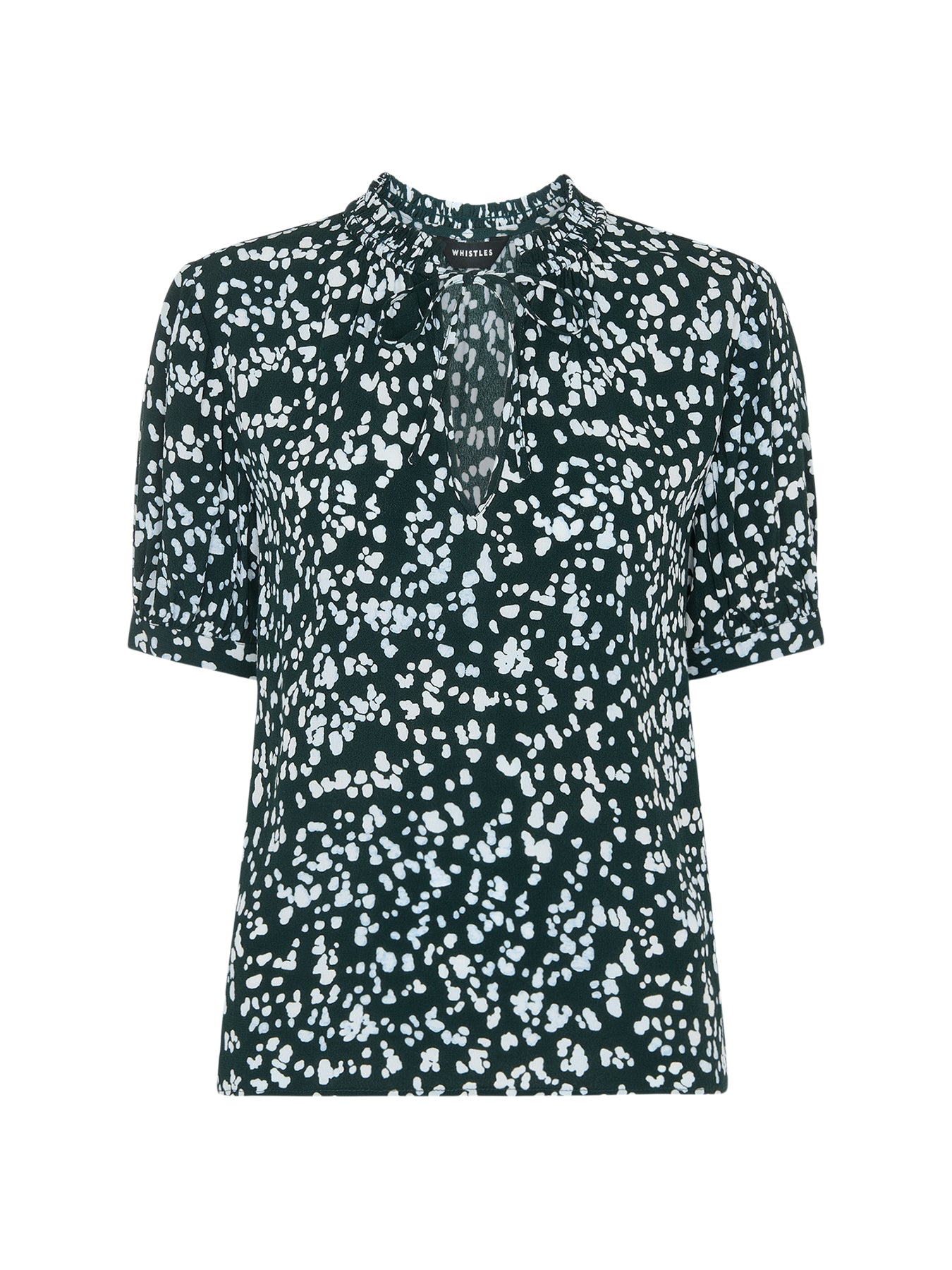 Animal Tie Neck Blouse Blue