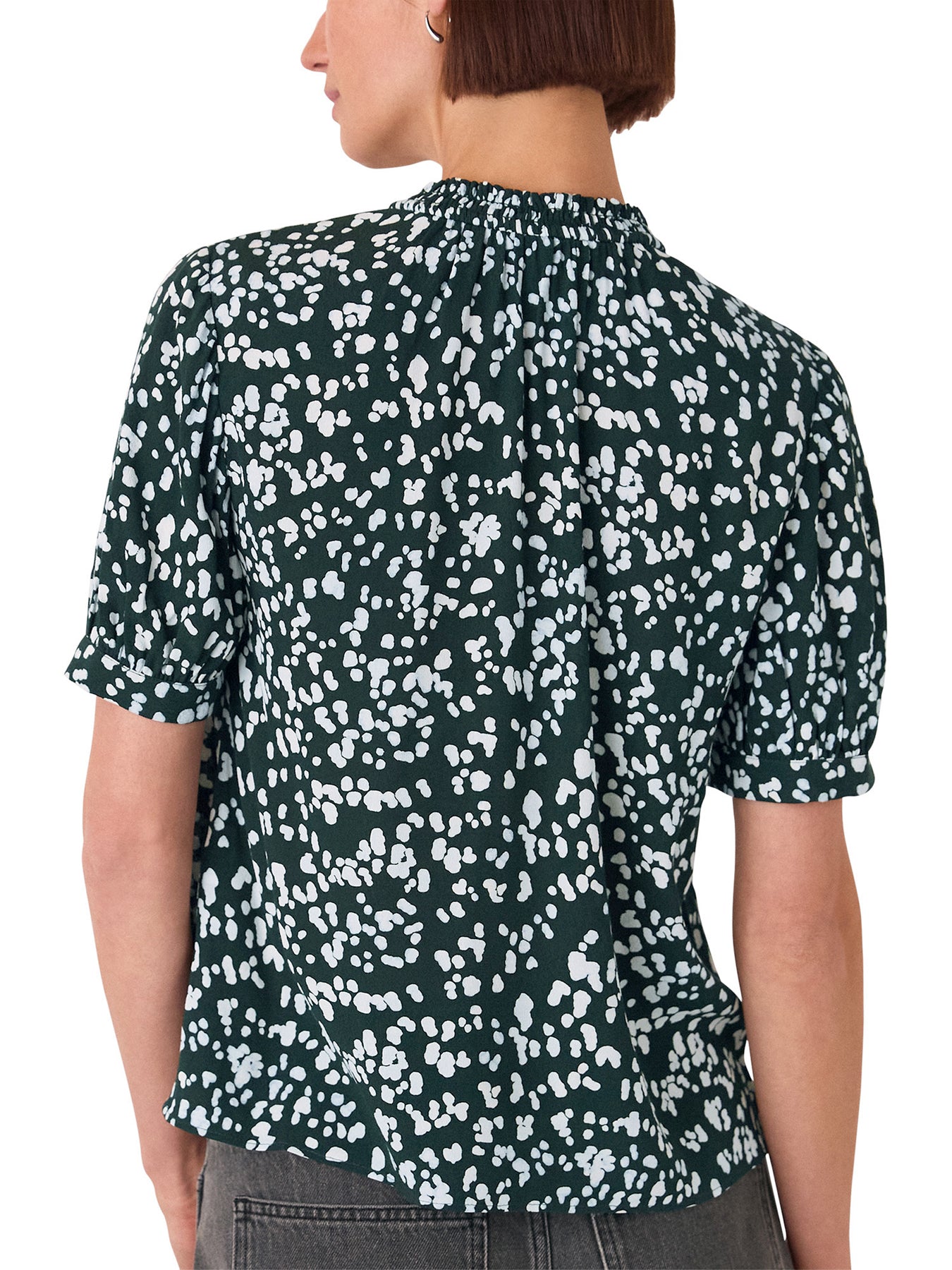 Animal Tie Neck Blouse Blue