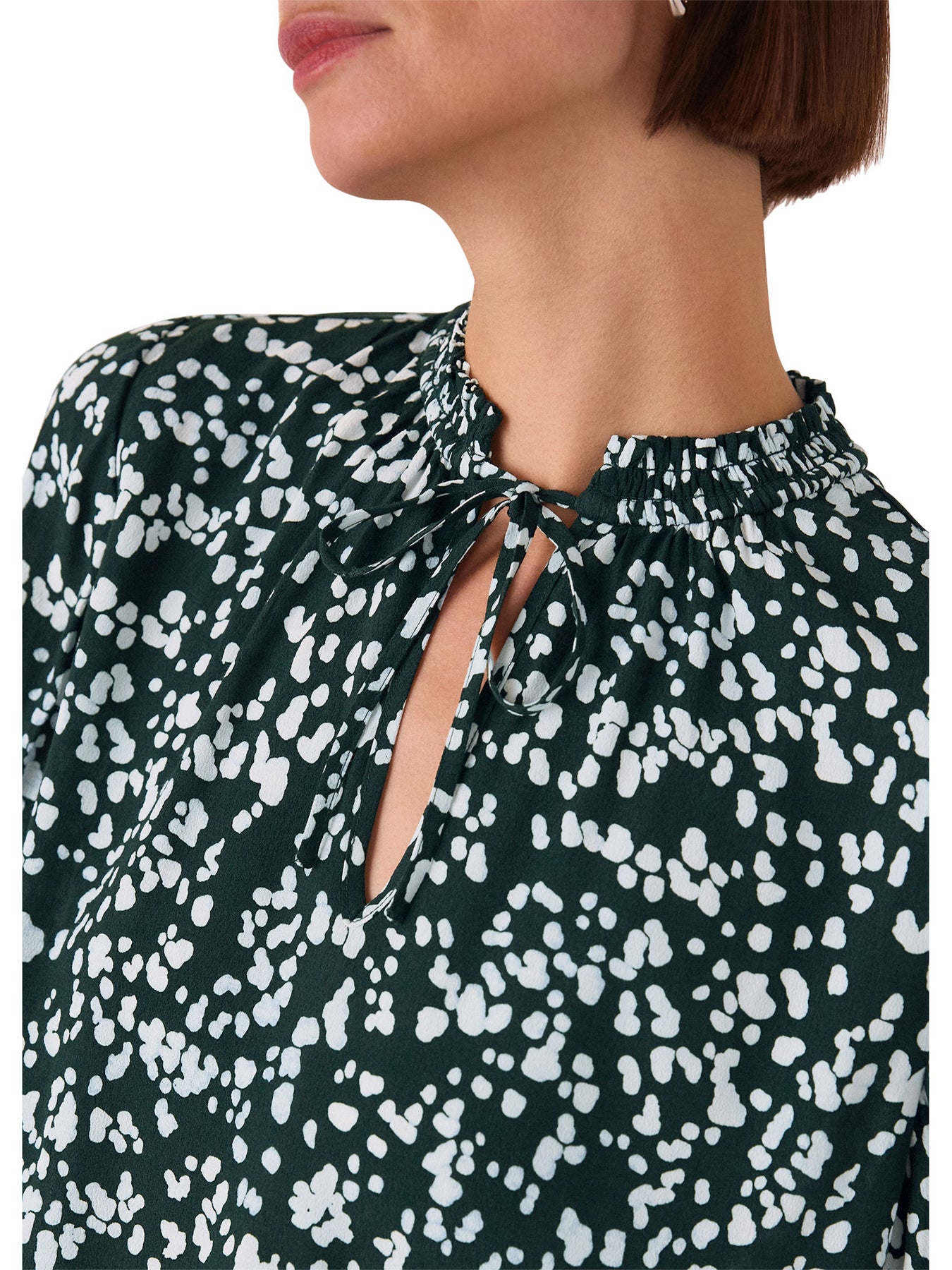 Animal Tie Neck Blouse Blue