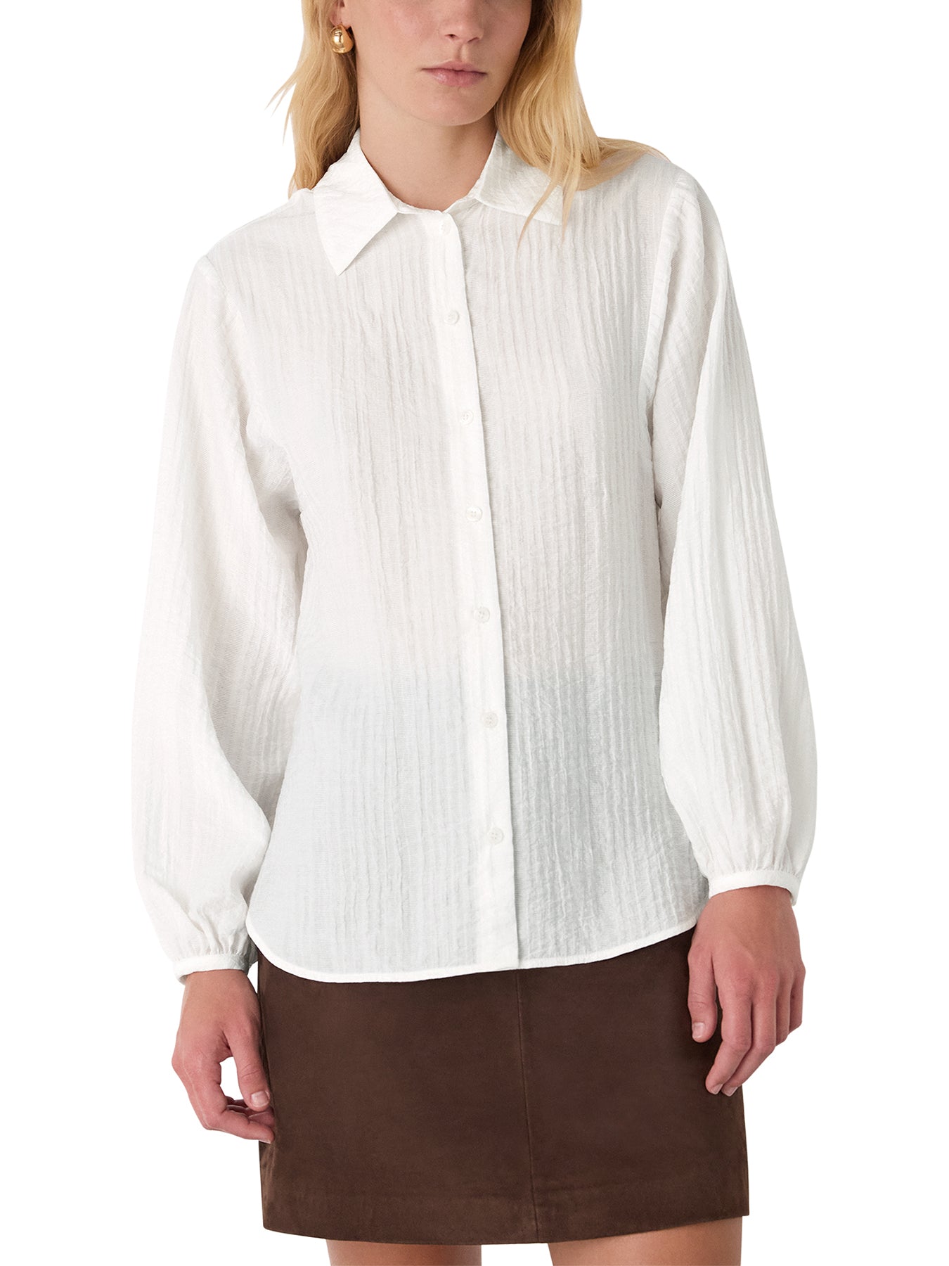 Textured Relaxed Viscose Shirt White