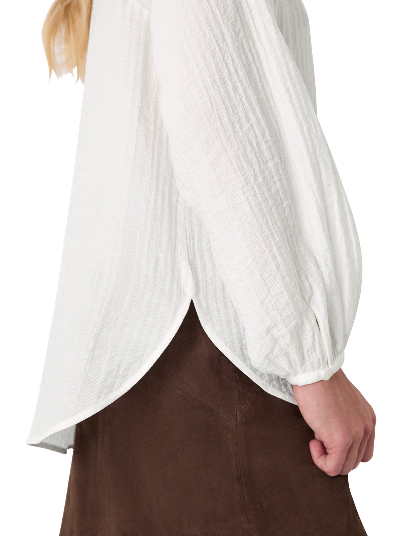 Textured Relaxed Viscose Shirt White