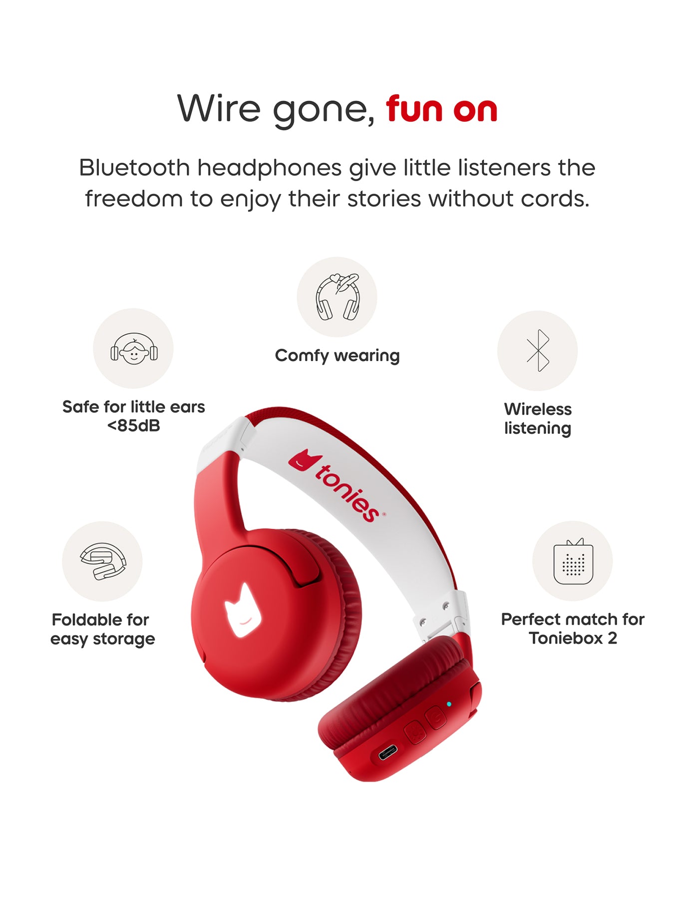 Toniebox Headphones Sunset Red