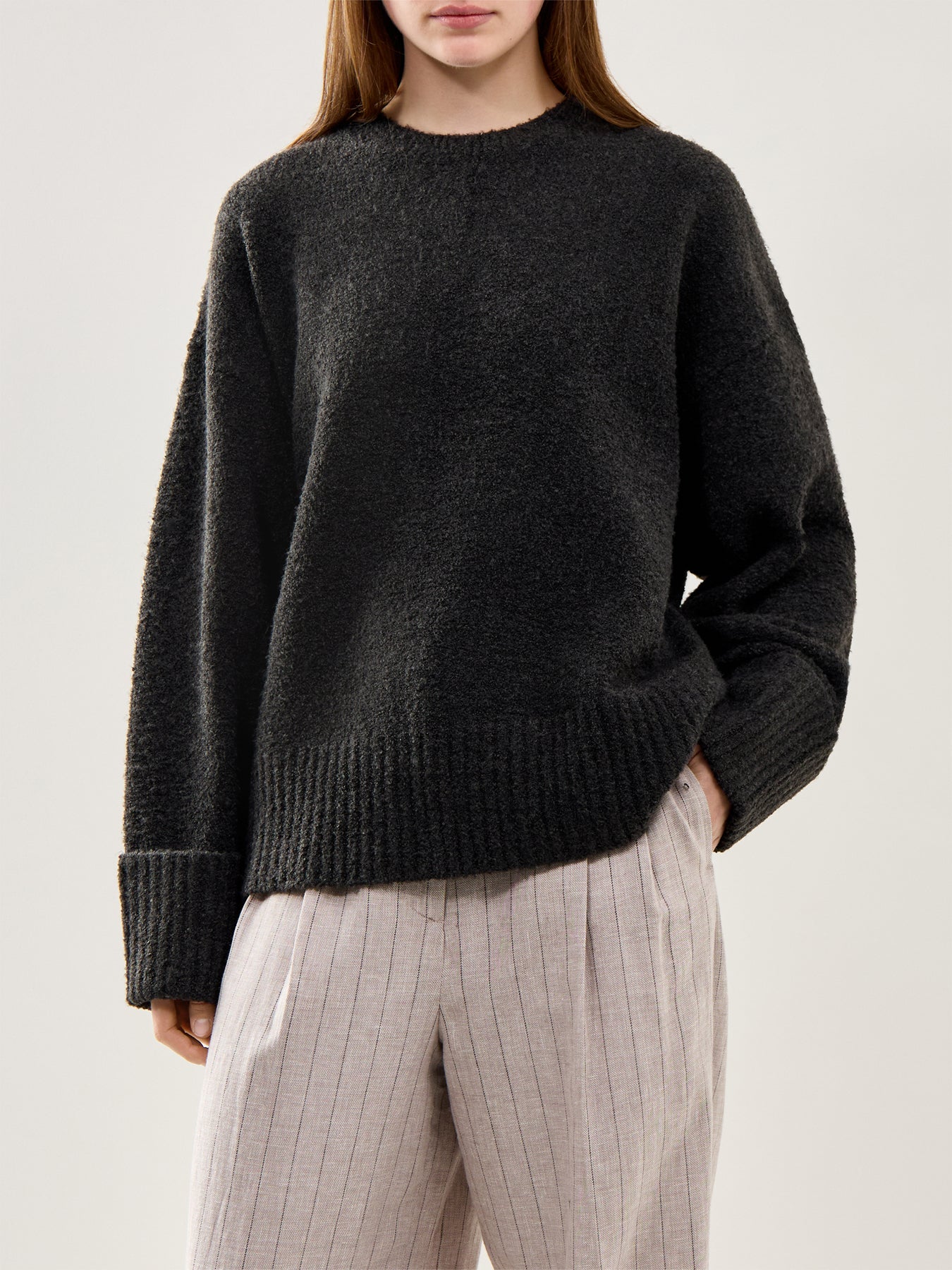 Camille Oversized Borg Jumper Slate Grey