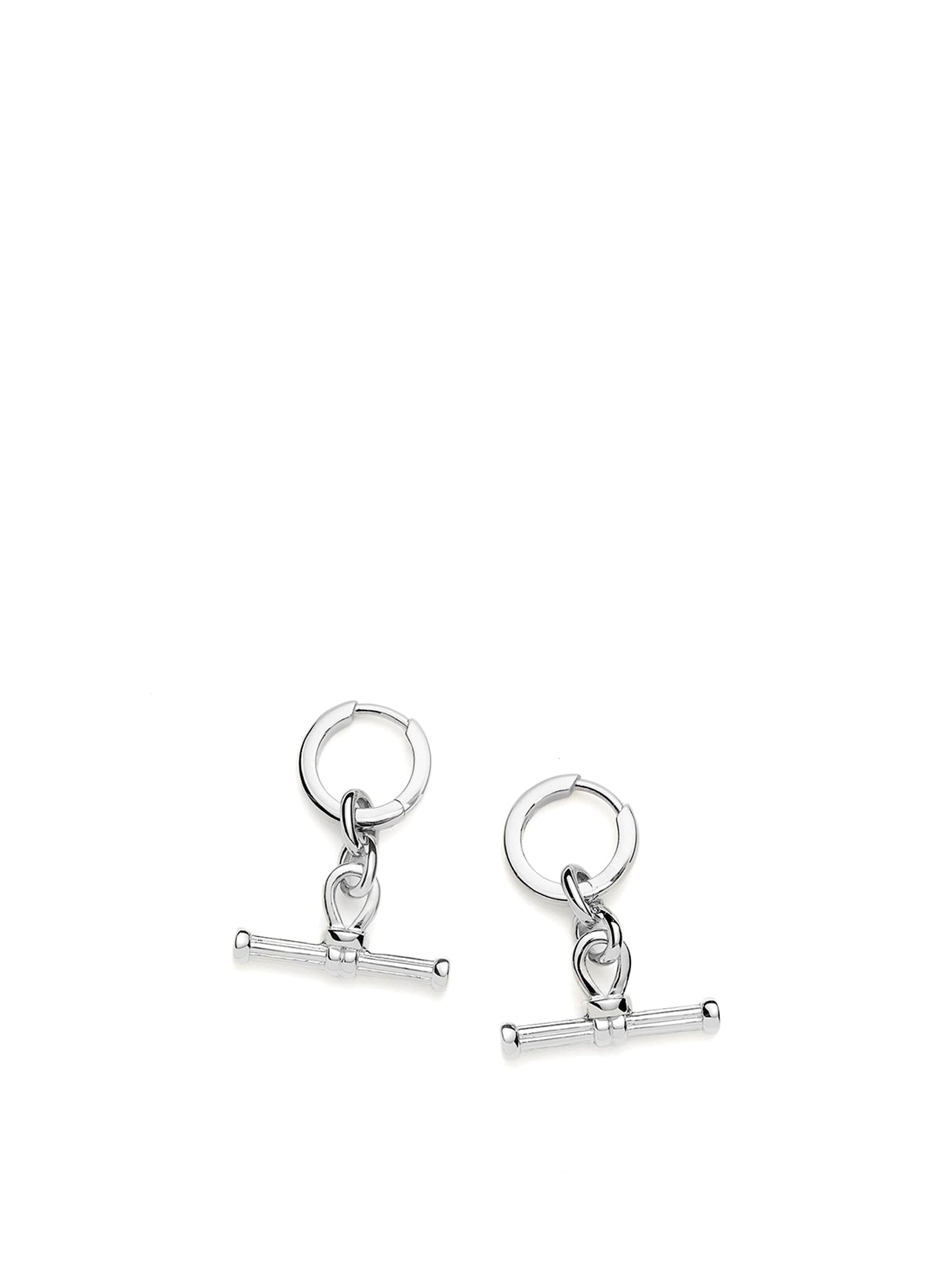 Ridge T Bar Drop Hoop Earrings Gold
