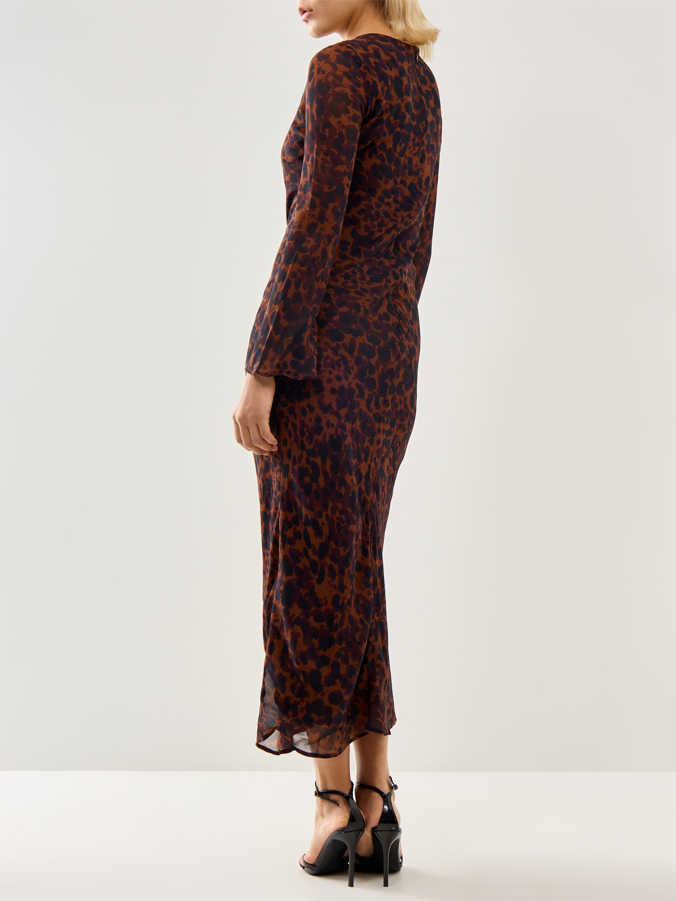 Clarissa Midi Dress Brown Animal Print
