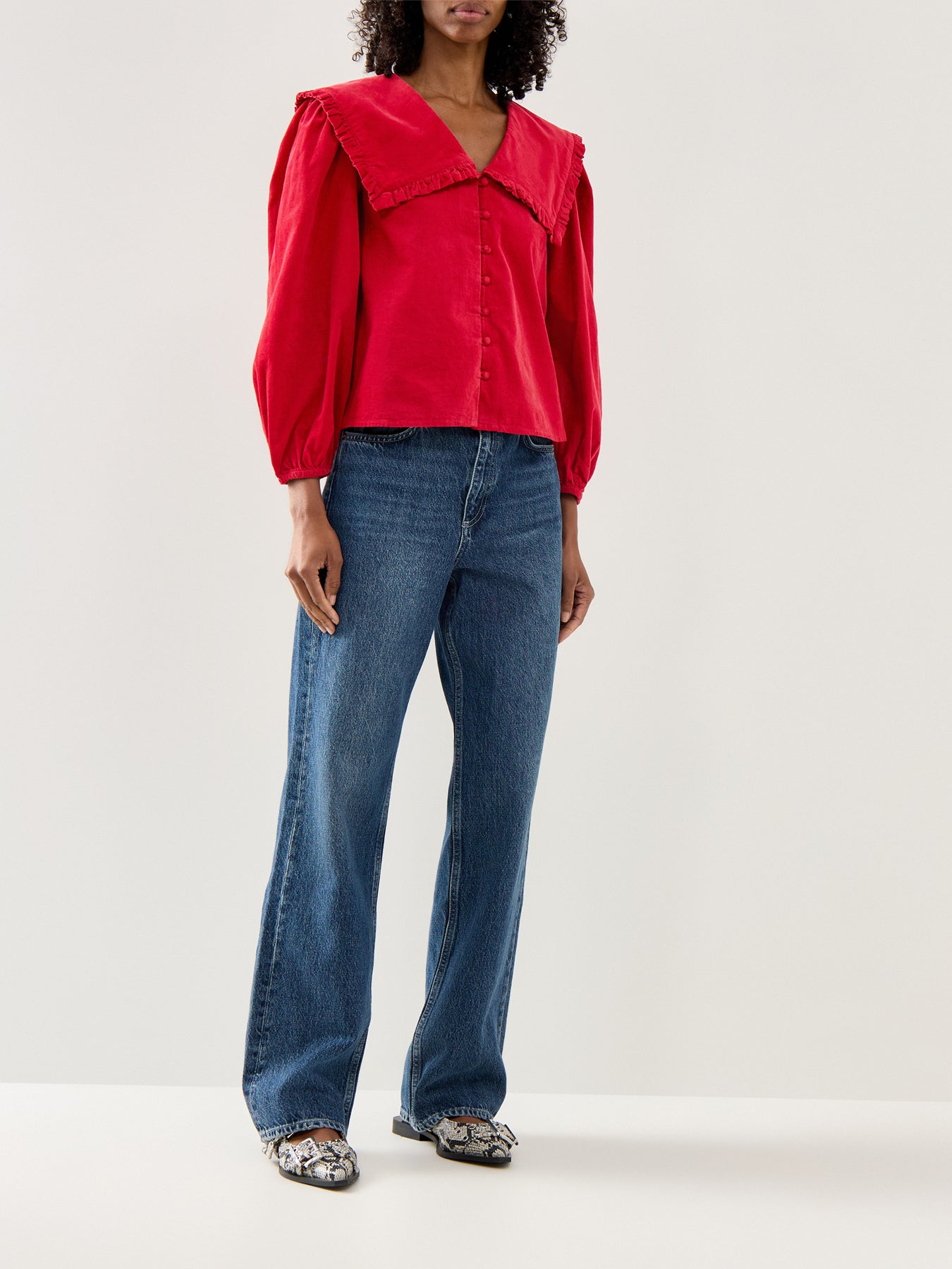 Cord Blouse Red
