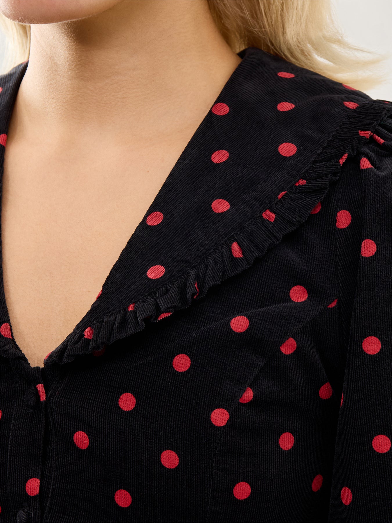 Cord Spot Mini Dress Black