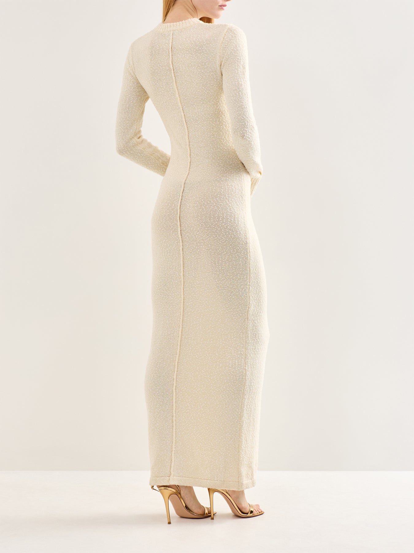 Nala Boucle Knit Midaxi Dress Cream