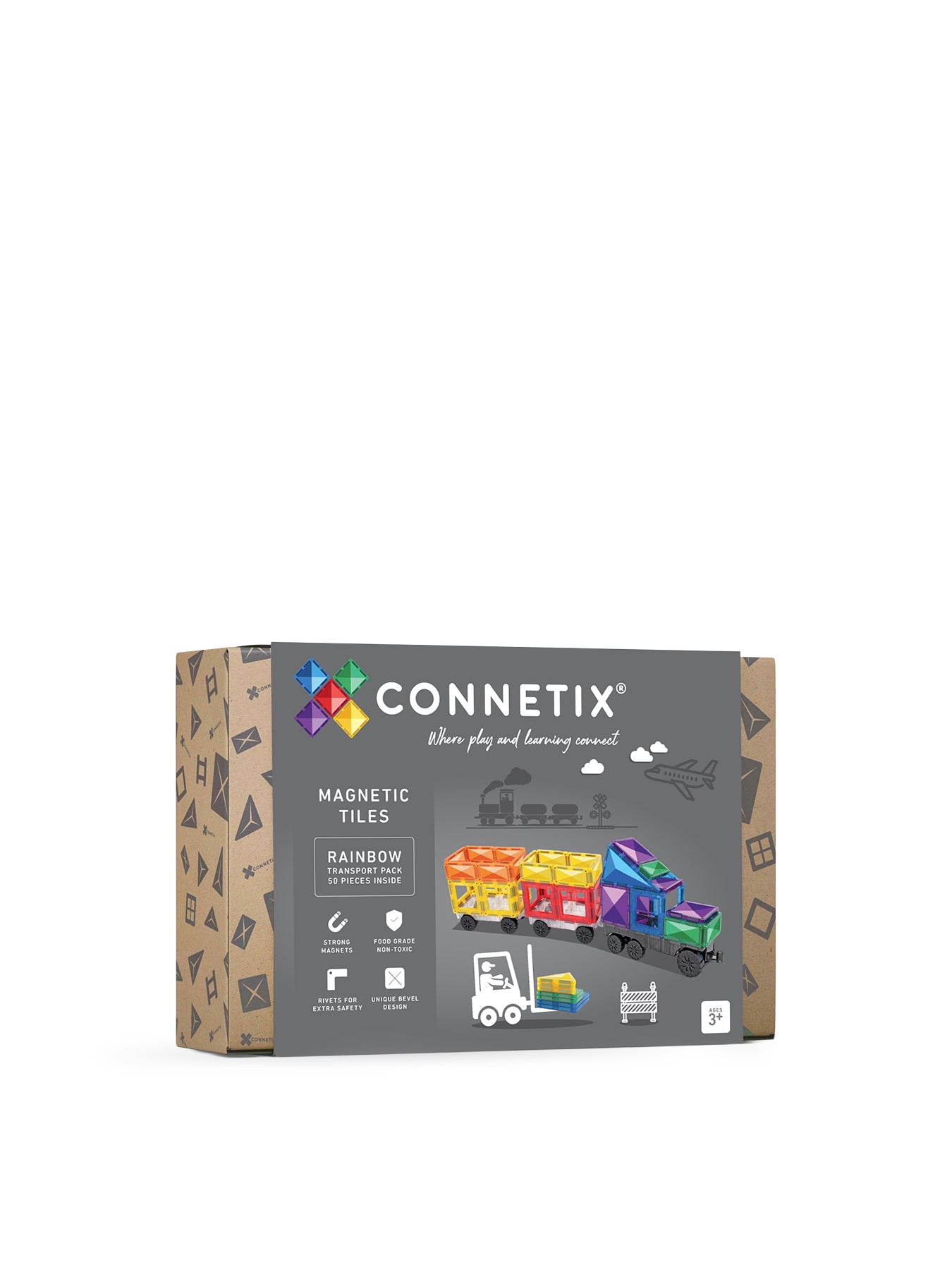 Rainbow Transport Magnetic Tile Set