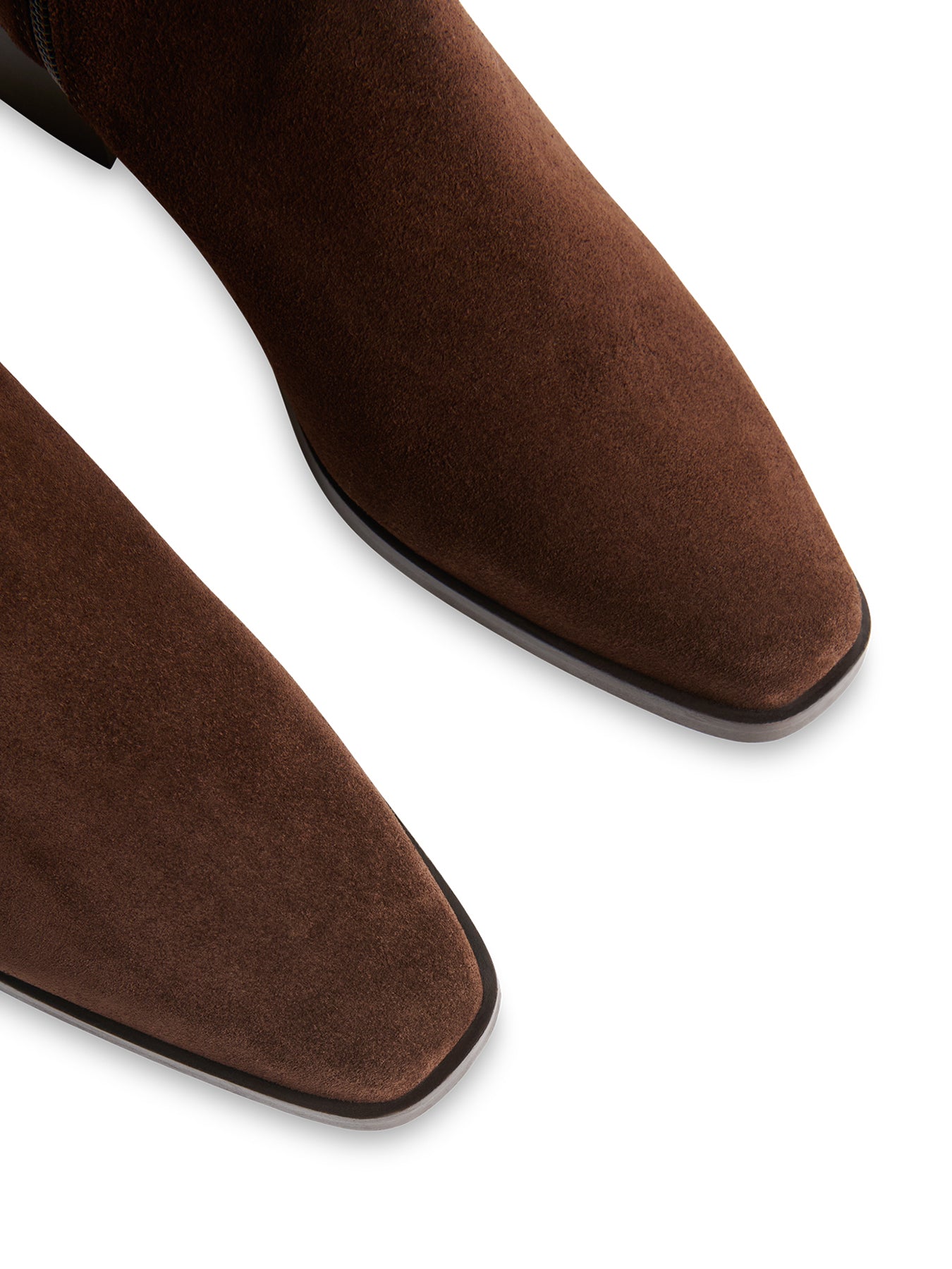 Suede Block Heel Clean Western Ankle Boots Brown
