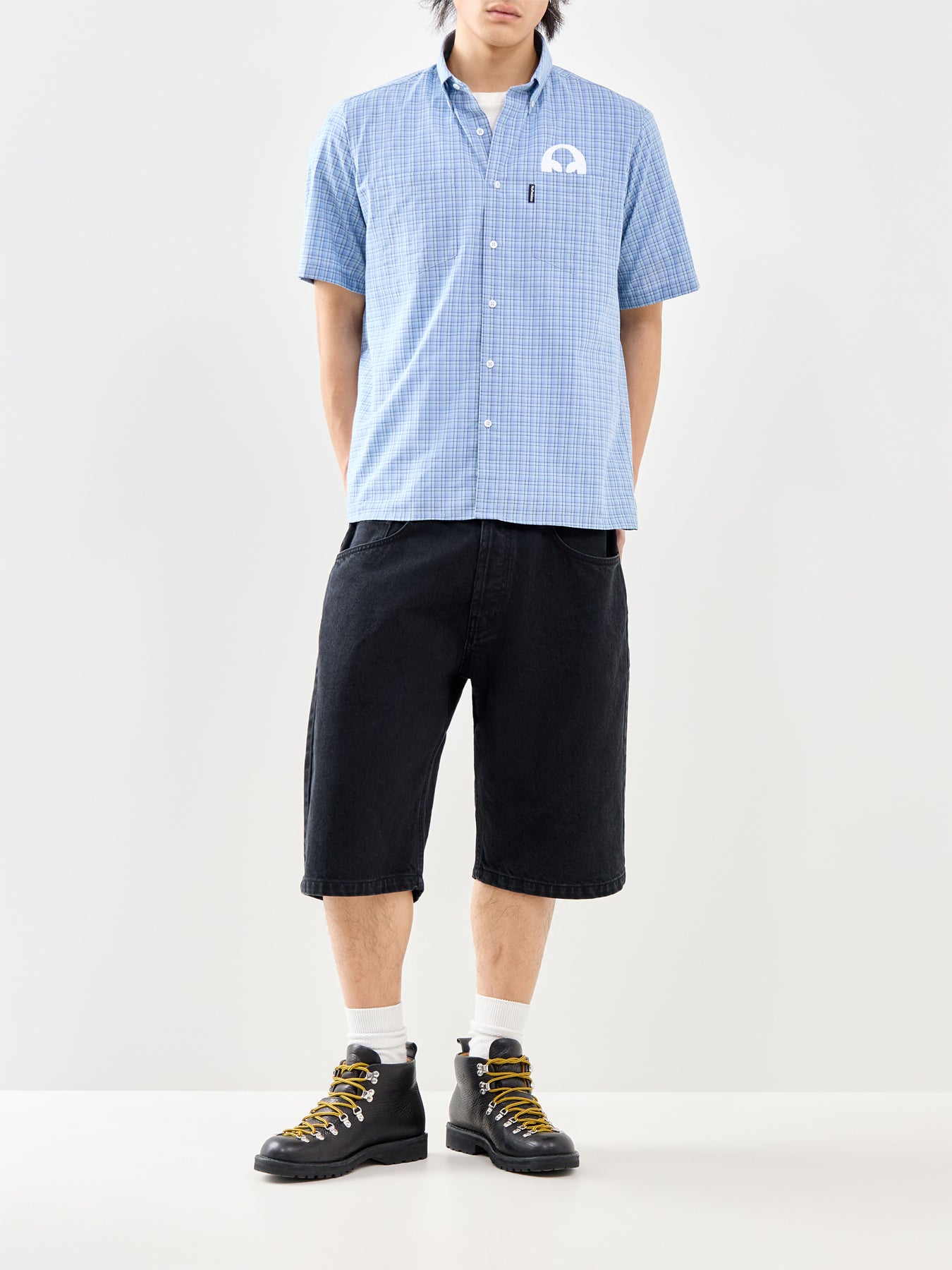 Alien-O Check Short Sleeve Shirt Blue