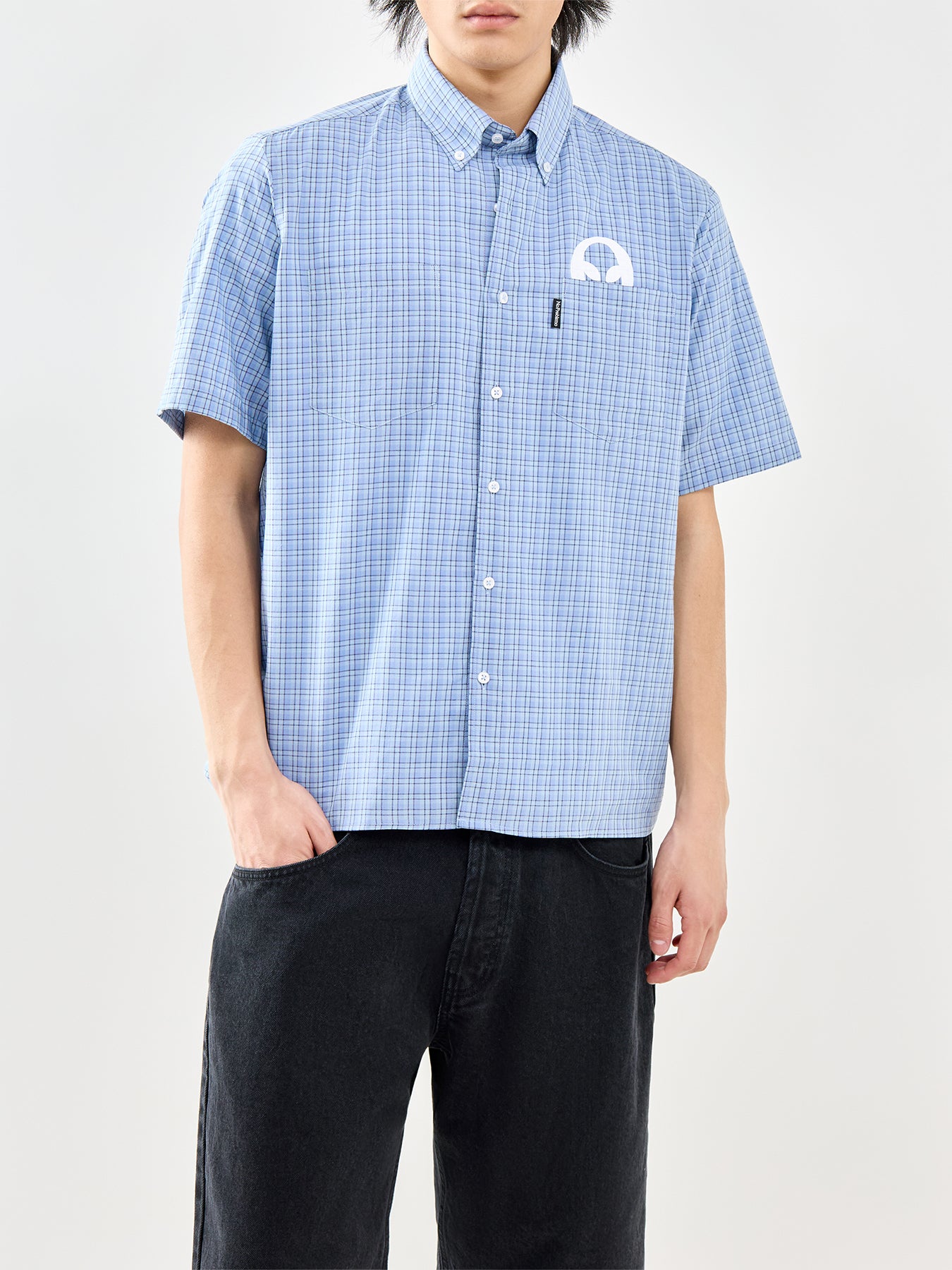 Alien-O Check Short Sleeve Shirt Blue