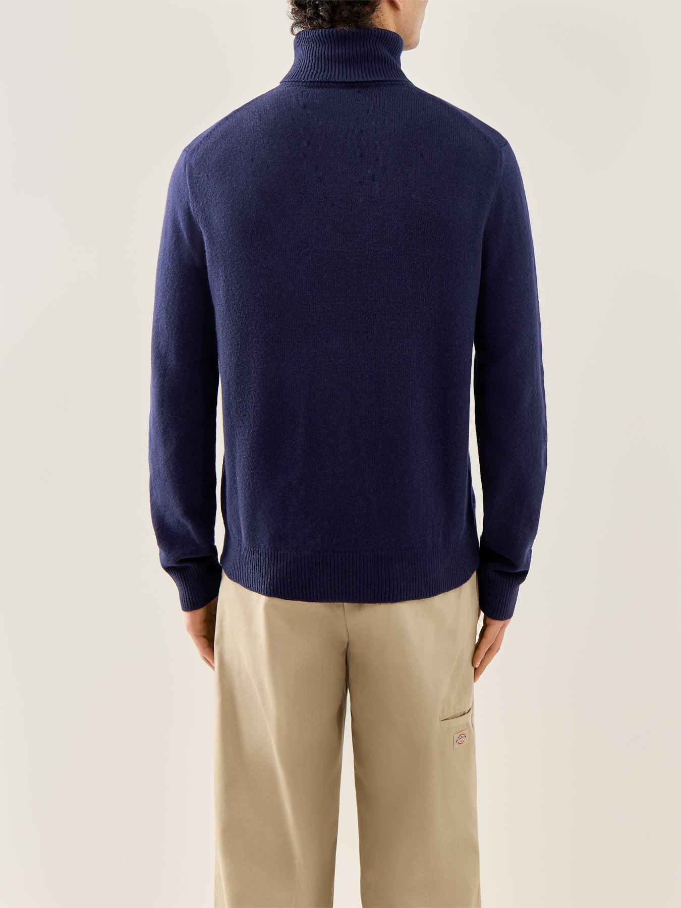Roll Neck Cotton Wool Knit Navy