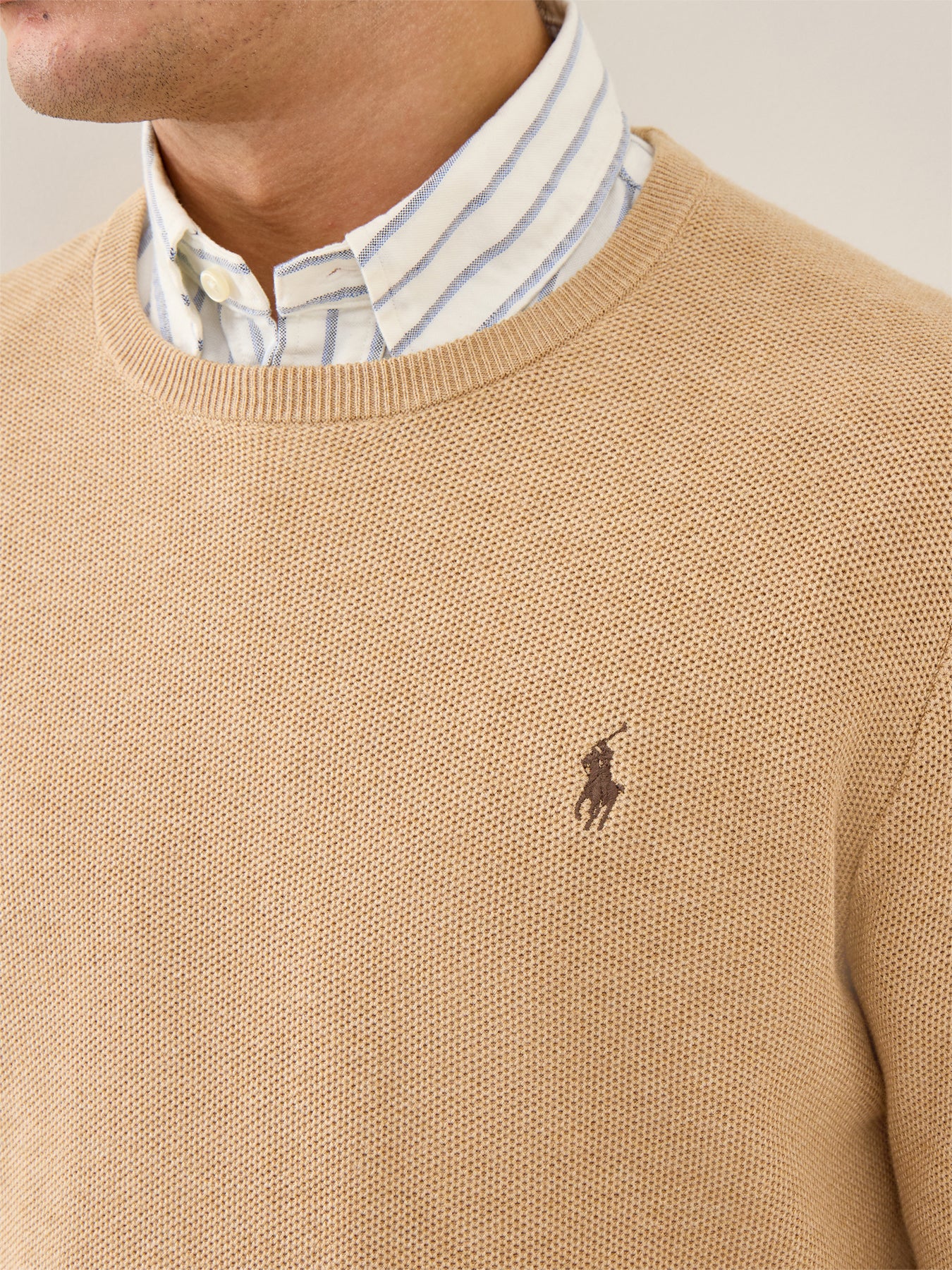 Pique Textured Crew Knit Brown