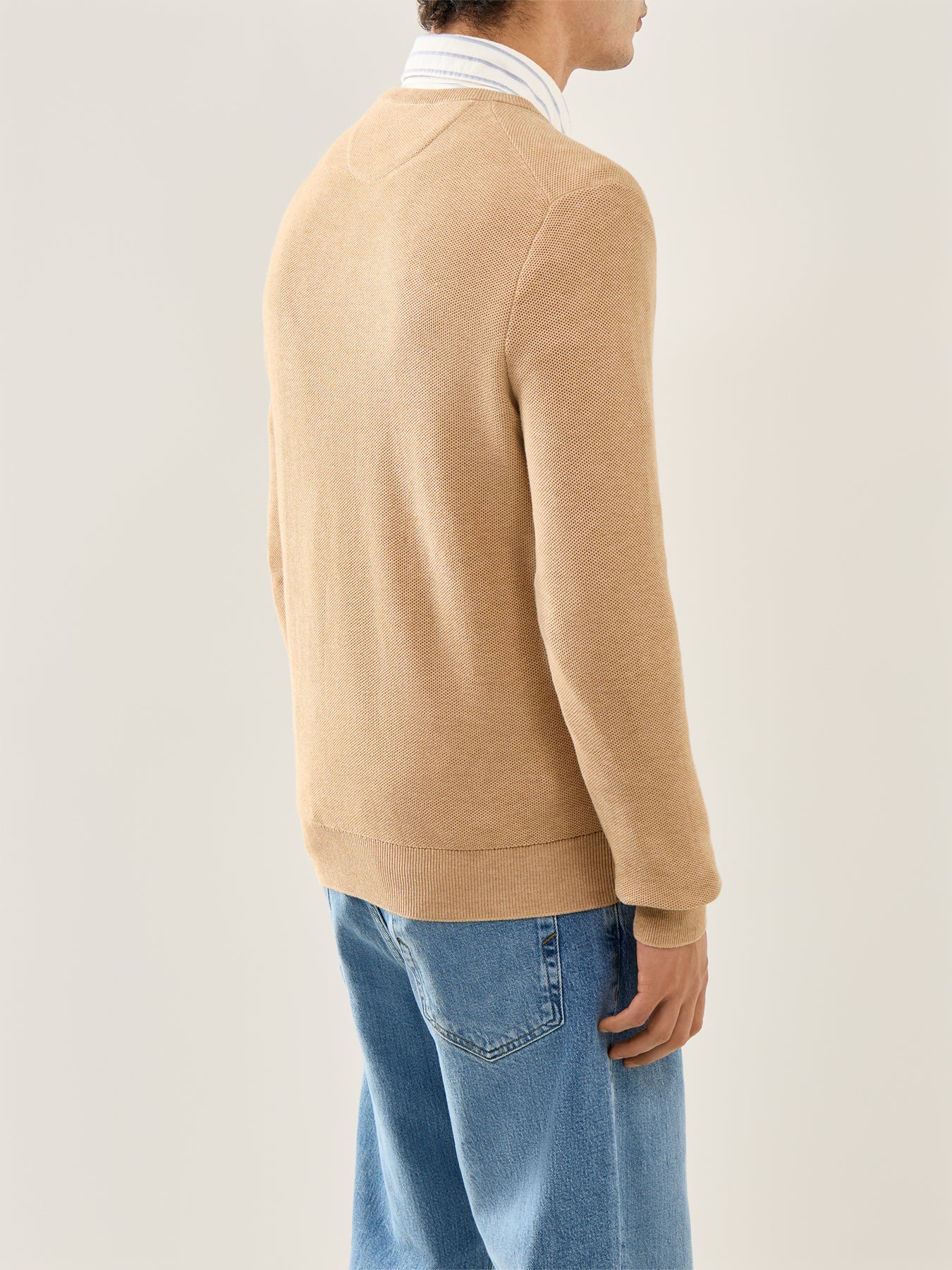 Pique Textured Crew Knit Brown