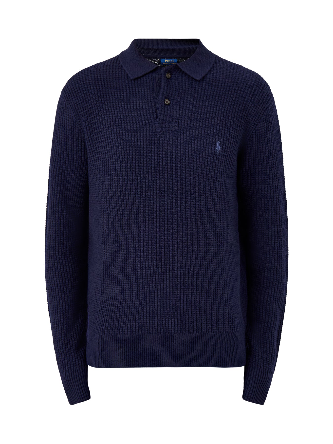 Cotton Wool Knitted Polo Shirt Navy