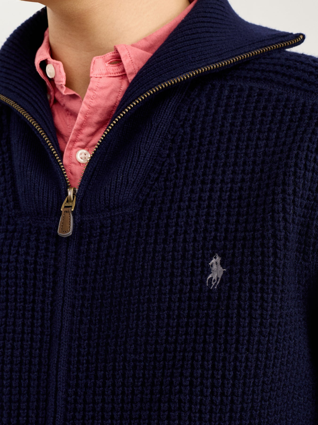Cotton Wool Full Zip Knit Navy