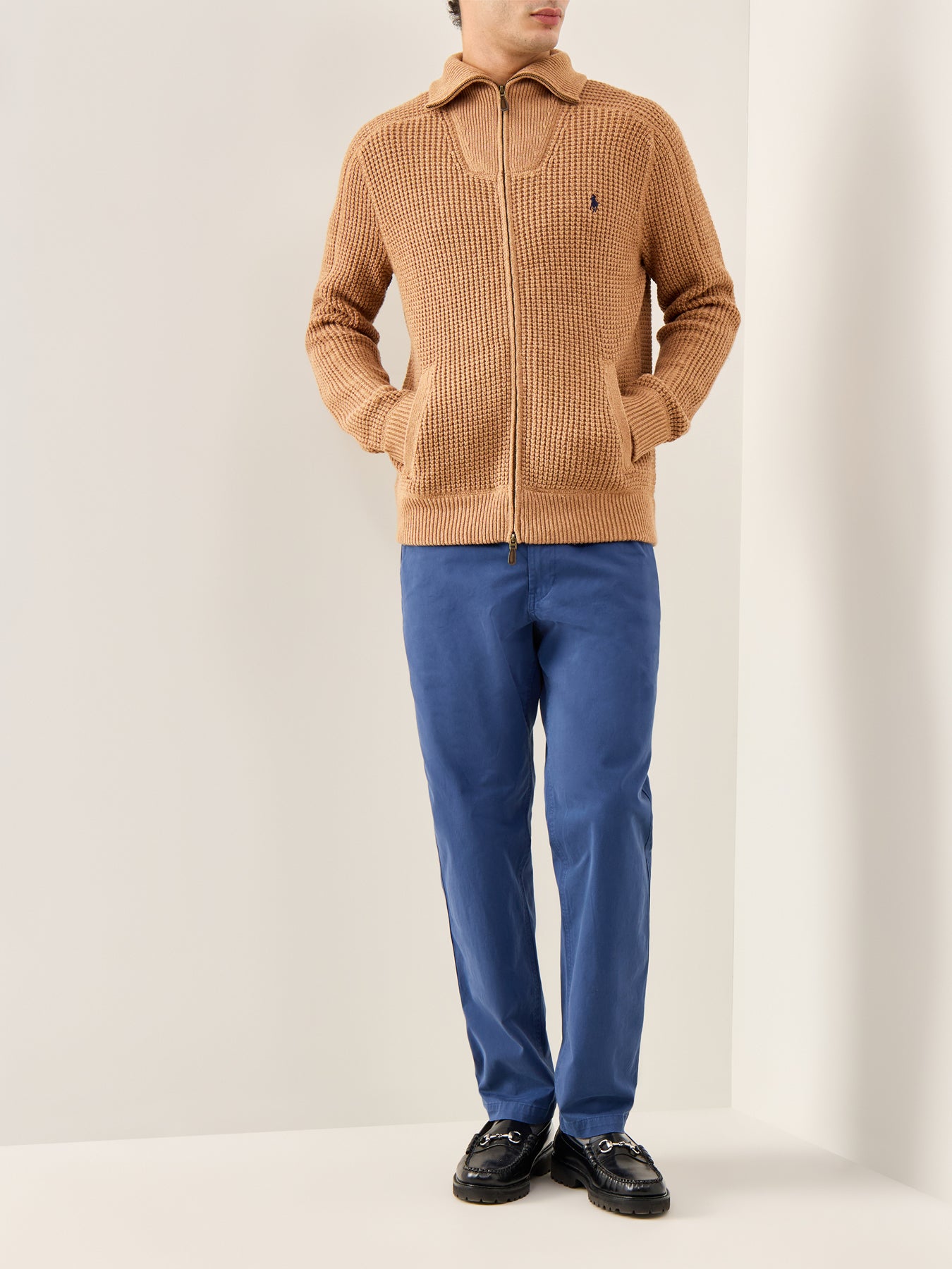 Cotton Wool Full Zip Knit Brown