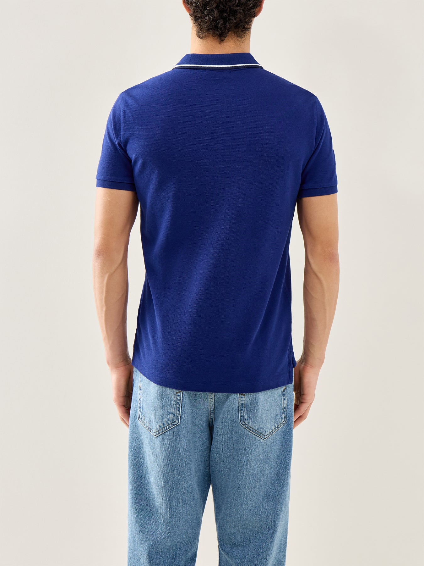 Diagonal Stripe 20Y Polo Top Blue